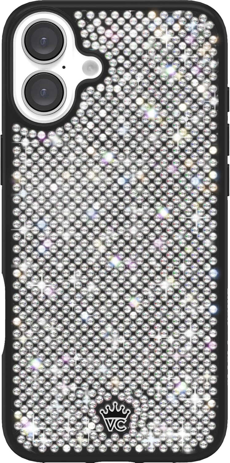 VELVET CAVIAR Designer Bling Case Compatible with iPhone 15 - Luxury Rhinestone Diamond Phone Case (Sparkly Crystals, Hot Pink Base)
