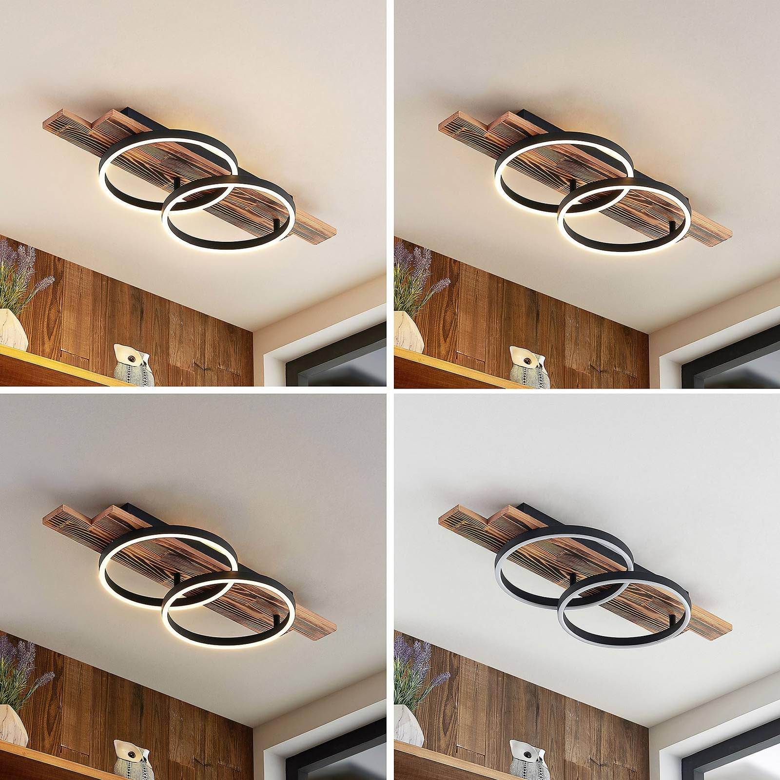Lindby Plafoniera LED dimmerabile (Moderno) colore Ocra, in Legno ad es. Soggiorno & Sala da pranzo lampadina inclusa lampada plafoniera