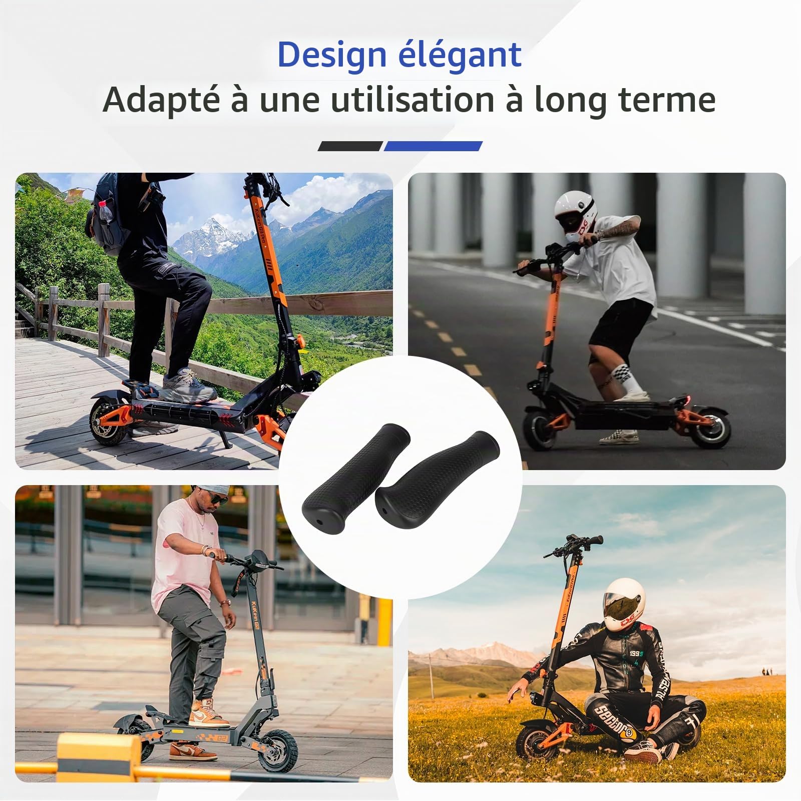 Poignées Antidérapantes Ulip Pour Scooter Kukirin G2 Max/Master/DB/G3 Pro/G4 Max – Caoutchouc Doux