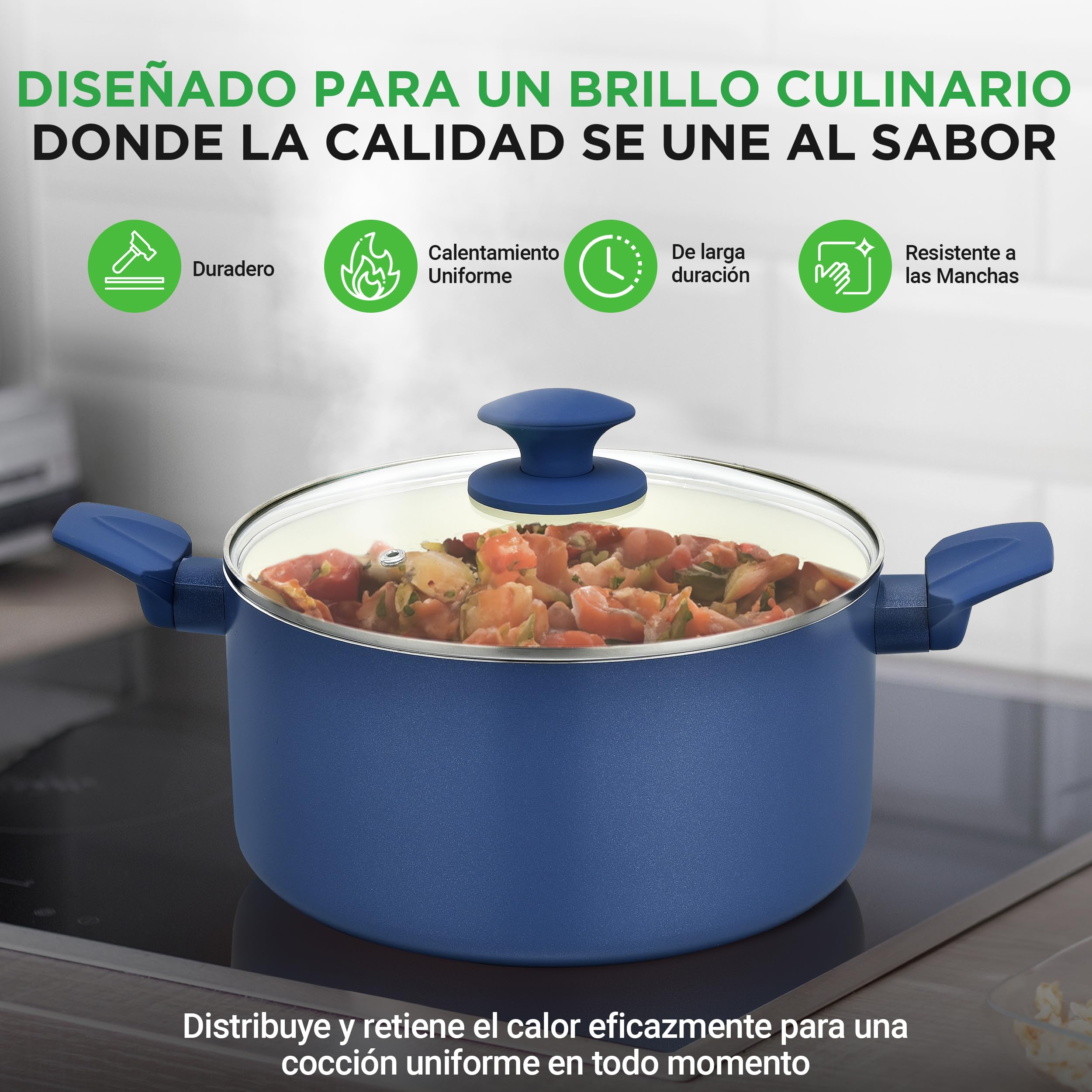 NutriChef set completo de cocina de 54 piezas, cerámica antiadherente, apto para inducción