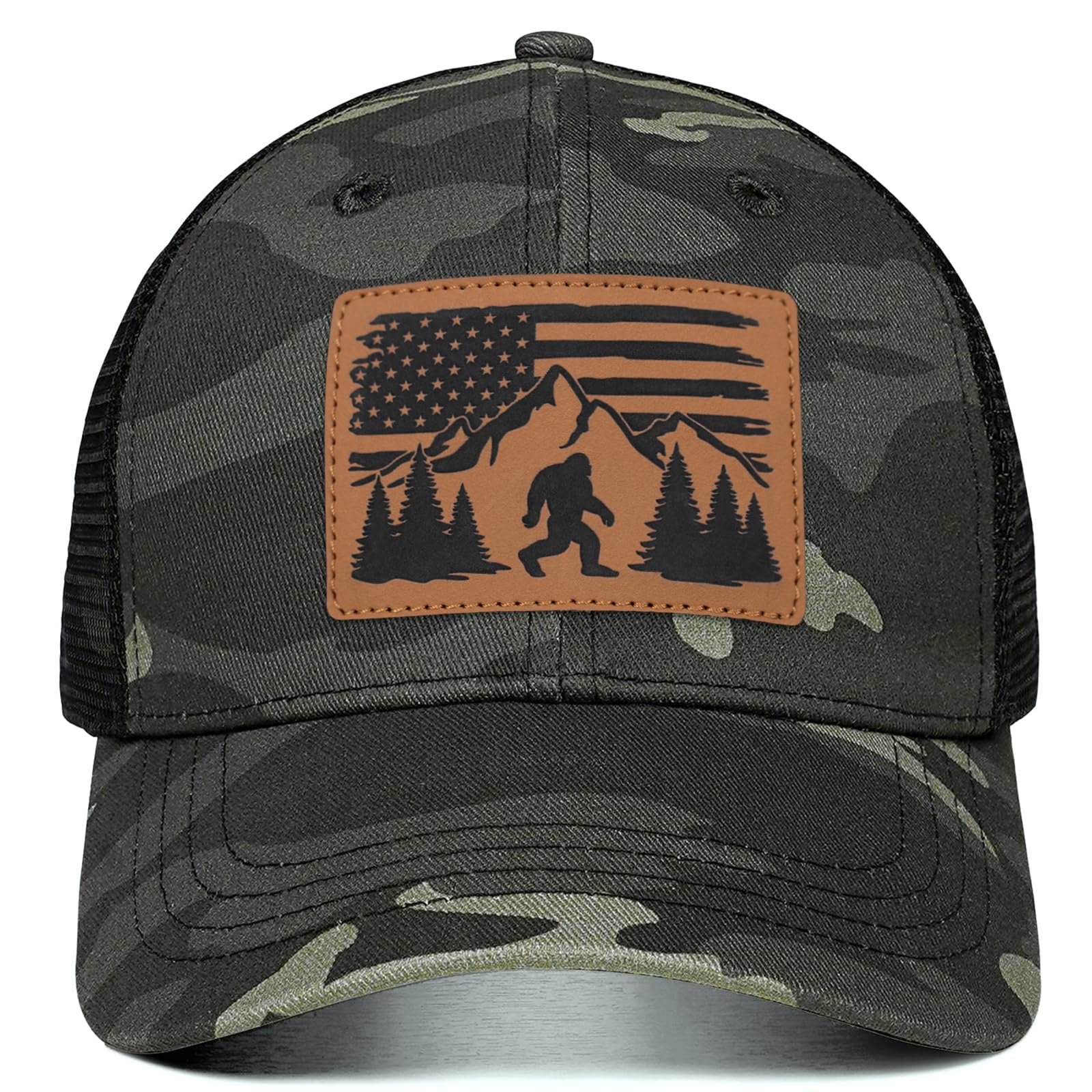 beautype Bigfoot Gifts Sasquatch Hat for Men and Women Outdoor Big Foot Trucker Cap, Camo-rct, One size