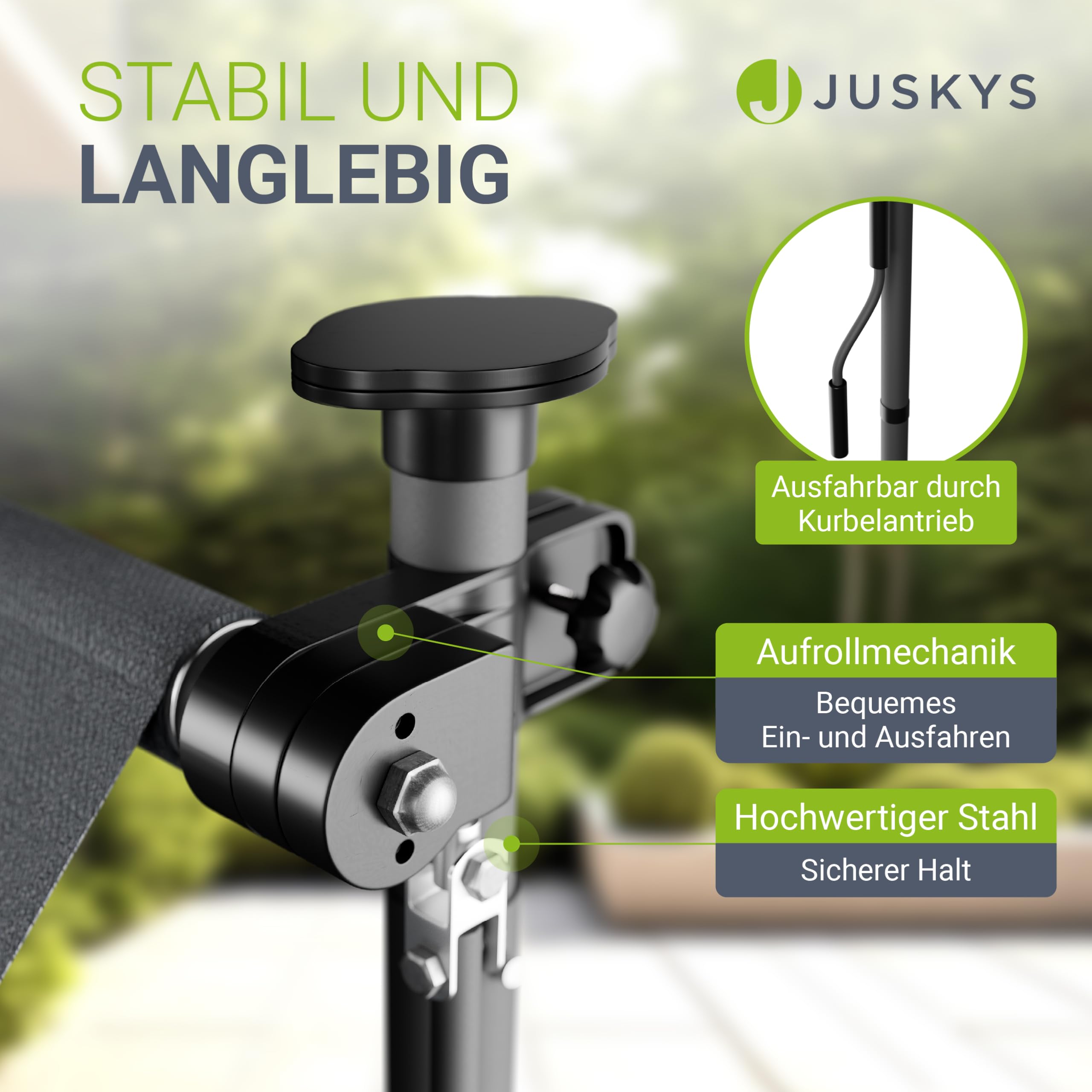 Juskys® Klemmmarkise Kapstadt 150x120 cm - Höhenverstellbar & UV-beständig - Balkon & Terrasse - Wetterfest & Sichtschutz - Terrassenüberdachung Grau