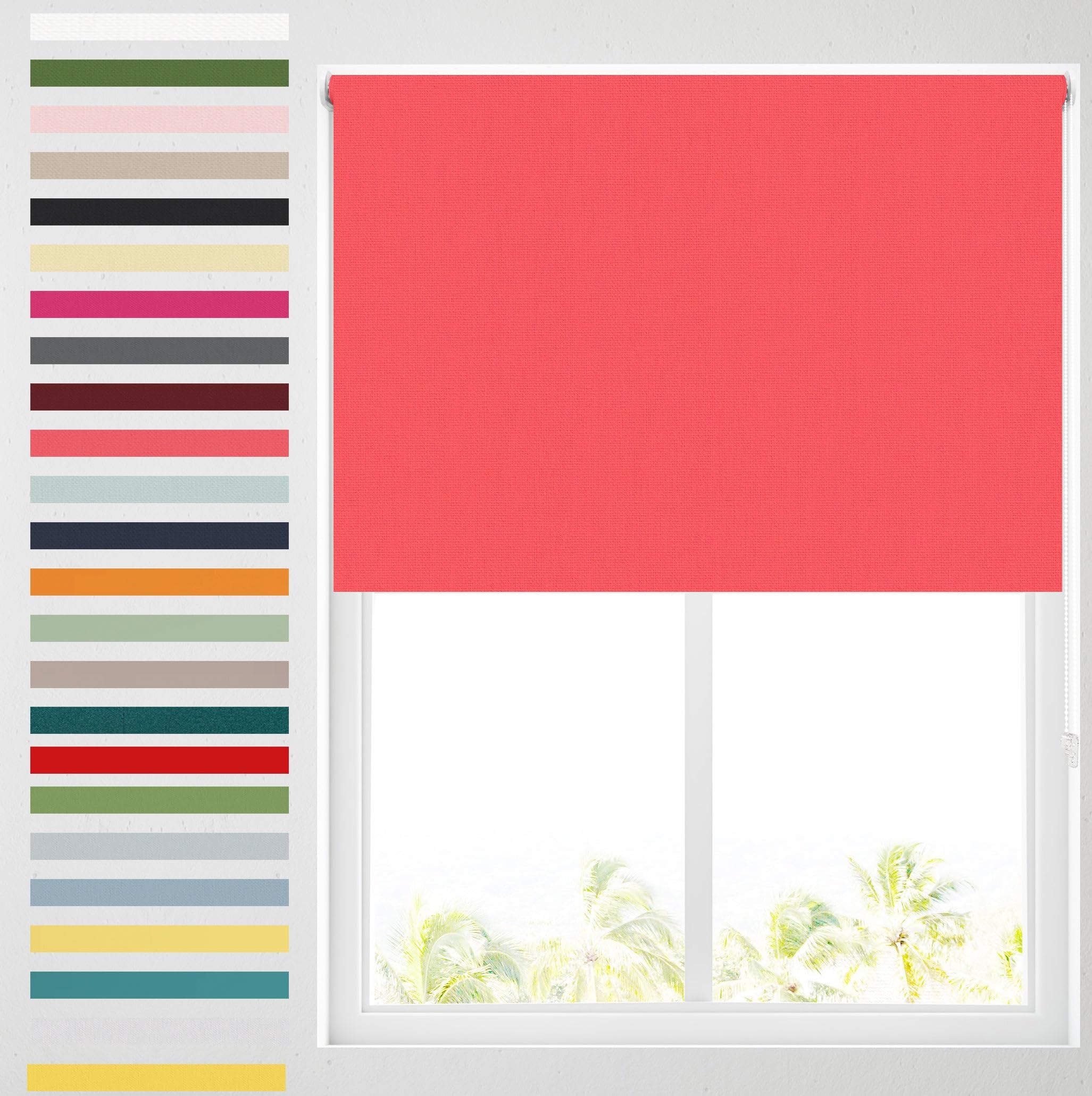 Barnes Blinds - Blackout Roller Blinds for Windows, Custom Cut to Size - Black Out Thermal Fabric Durable Fittings Easy Fit - Roller Blind (Coral 61cm)