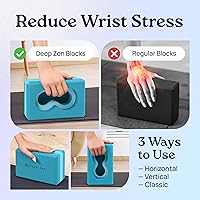 Vista 2 de Deep-Zen® Yoga Blocks Wrist Support; Yoga Blocks 2 Pack with Knee Pads and Strap to Put Less Weight on Wrists; Durable, Versatile Yoga Brick
