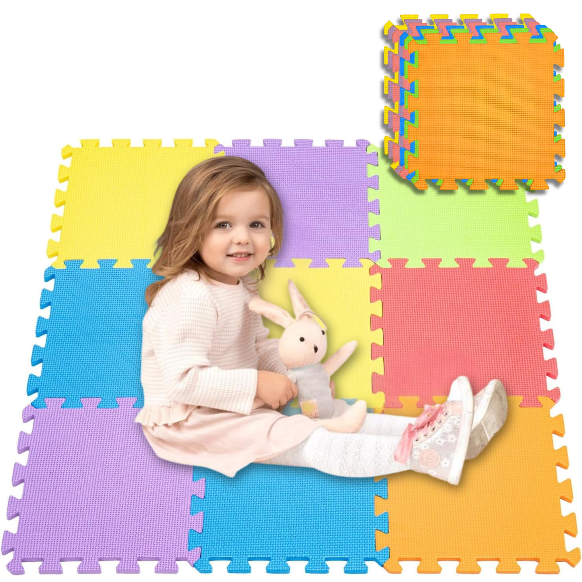 36 x Soft Foam Play Mat Tiles – Interlocking EVA Baby Floor Mats – 29cm x 29cm – Thick Padded & Non-Toxic Play Flooring for Babies & Toddlers – Indoor & Outdoor Use