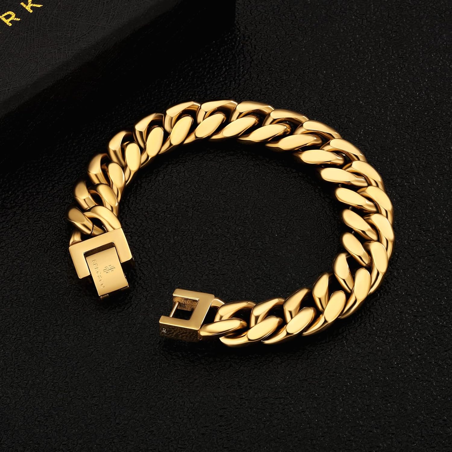 KRKC&CO 12mm Mens Cuban Link Bracelet, 18k Gold/White Plated Iced Out 5A Cz Miami Thick, Durable Anti-tarnish Hip Hop Jewelry, 𝐃𝐚𝐝 𝐆𝐢𝐟𝐭𝐬 𝐟𝐨𝐫 𝐅𝐚𝐭𝐡𝐞𝐫𝐬 𝐃𝐚𝐲 - Image 4