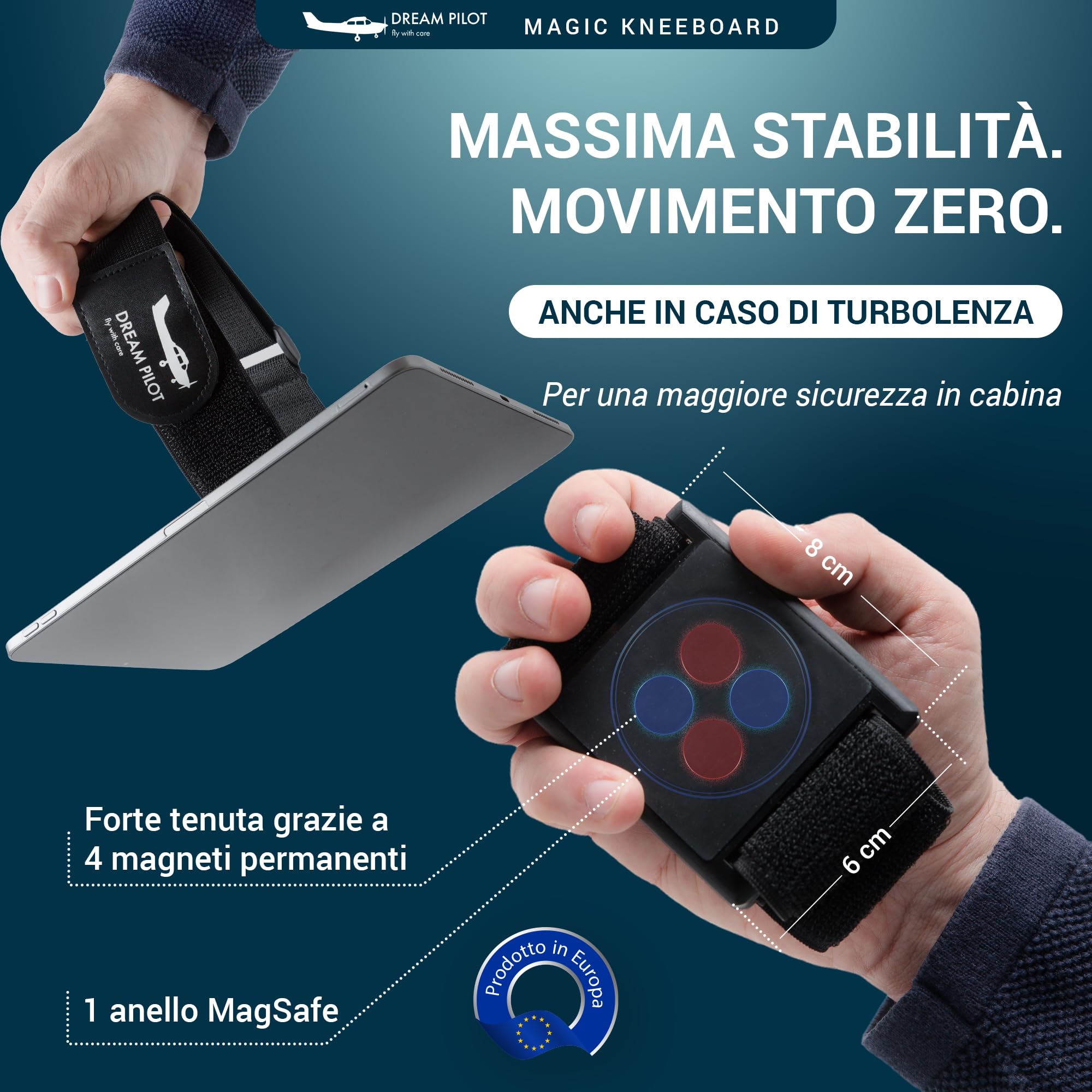 Dream Pilot Kneeboard per iPad, iPad mini, iPhone, qualsiasi smartphone Android, qualsiasi tablet, soluzione universale - sottile, stabile, design certificato MIL-STD 810G