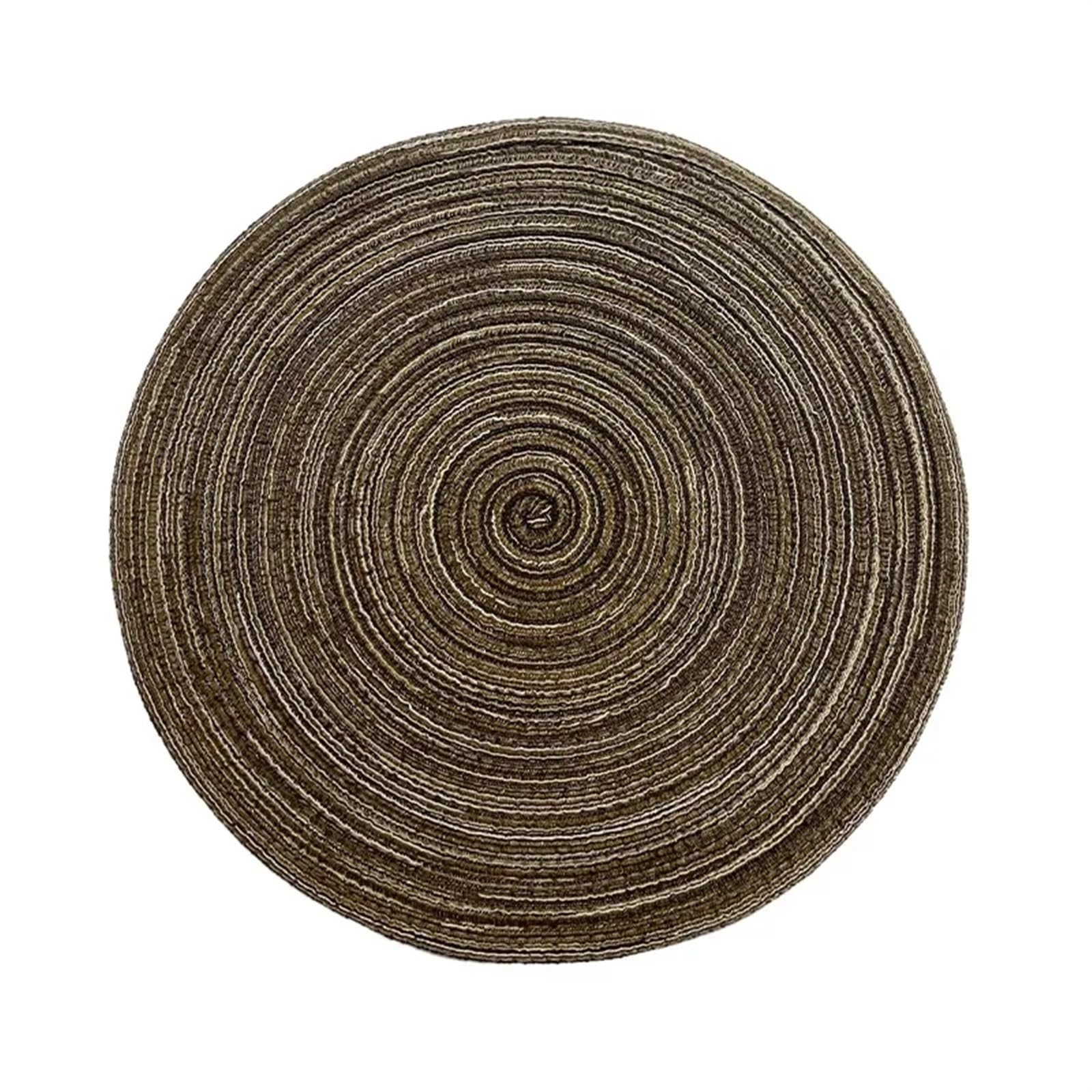 place mats for table Round Placemat Table Woven Individual Placemats for Non-Slip Kitchen Tableware Drink Cup Coaster Hoilday Decoration for Kitchen Restaurant Dining Table(Coffe,ROUND_38CM)
