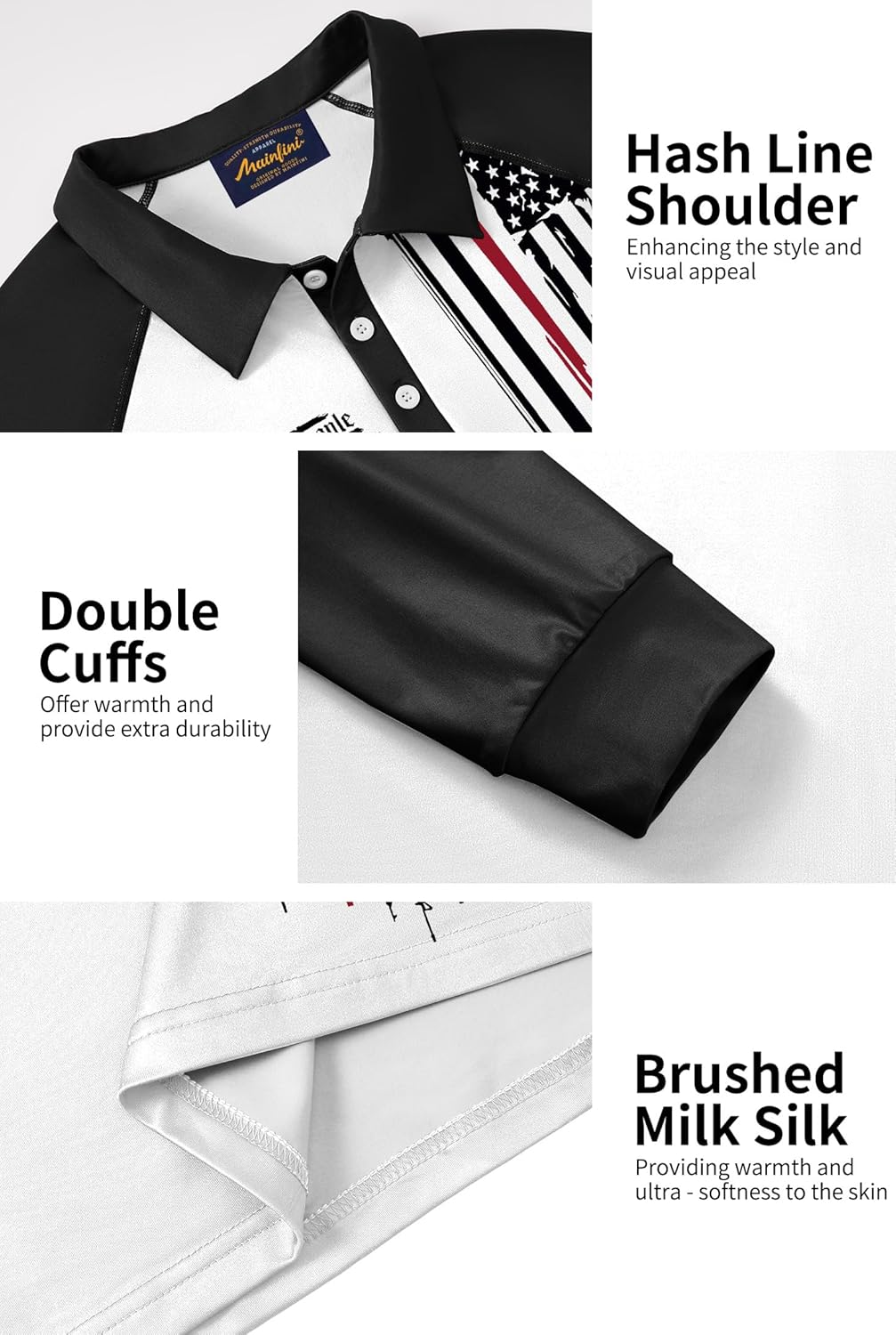 Mainfini Men's Long Sleeve 1776 Golf Shirt USA Flag Graphic Button Polo Shirt (S-3XL) - Image 5
