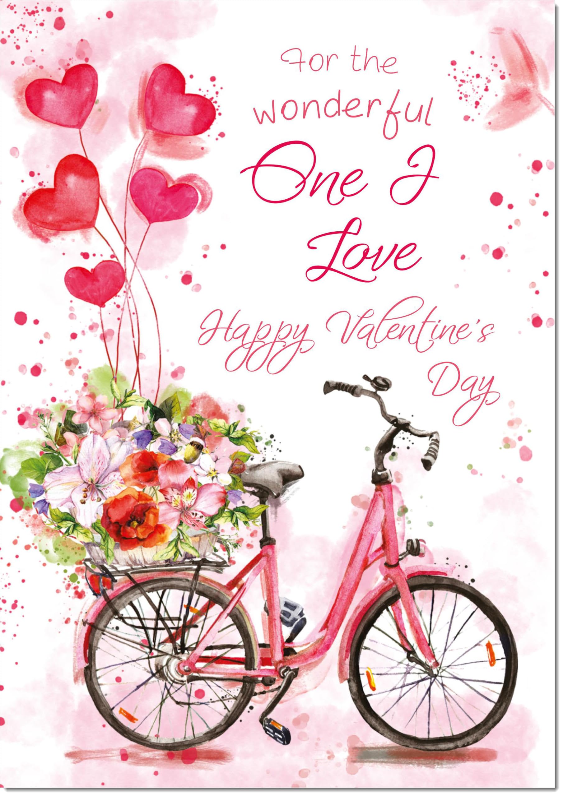 doodlecards One I Love Valentine's Day Card Love Hearts on Bike Large A4 Size with Plain Envelope