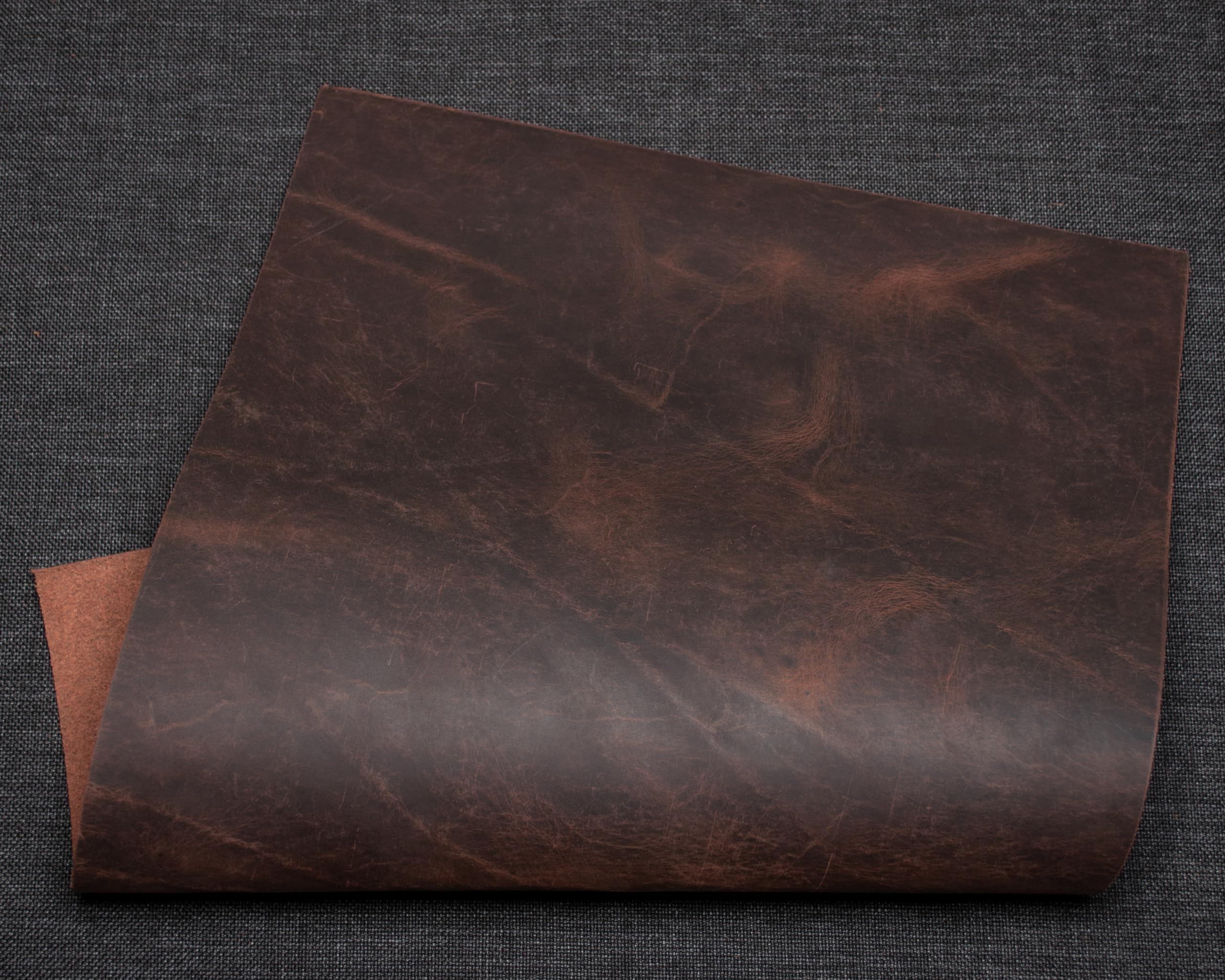 HAPPER STUDIO Cowhide Leather 2mm Thickness Pull-Up Crazy Horse Leather Genuine Leather Sheets for Crafts. (10, Brown Are 2 - Image 4