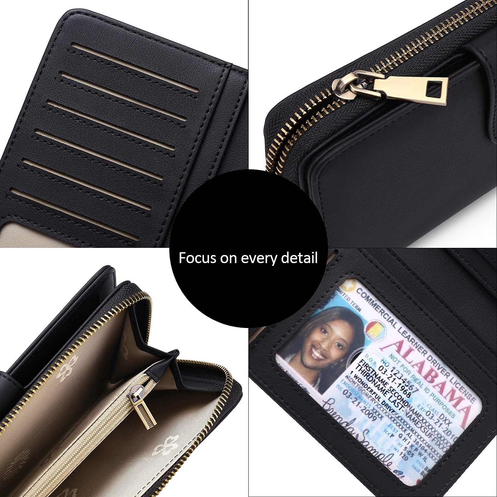 GAEKEAO Portefeuille Femme Cuir Synthétique, Grande capacité Porte Monnaie avec RFID Blocage, Porte-chéquiers Porte-Cartes pour 14 Cartes