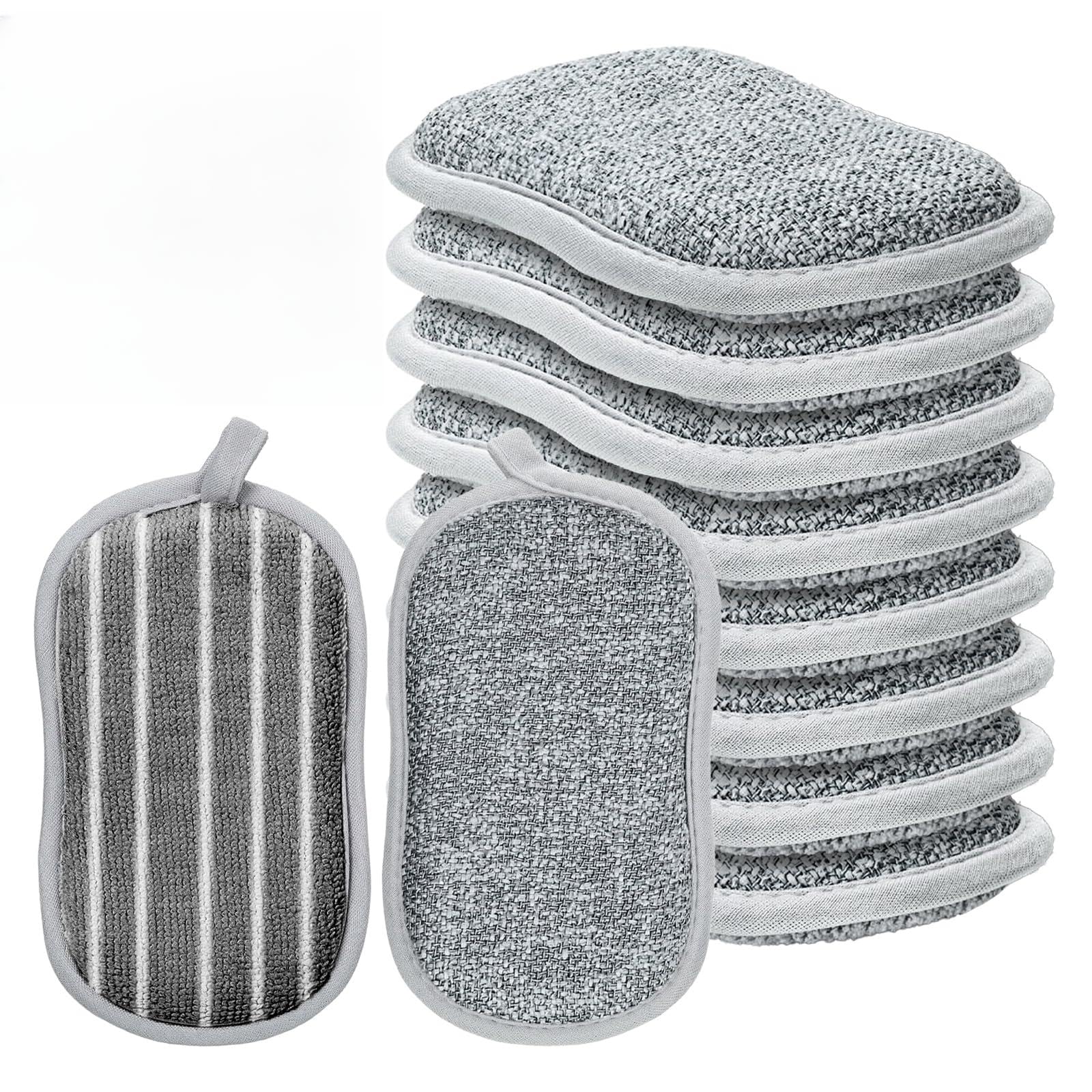 Reusable Washing Up Sponge, 10 Pack Double-Side Kitchen Bathroom Cleaning Sponges, Washing Up Sponges for Dishes Cutlery & Multi Surface Pads Cleaners