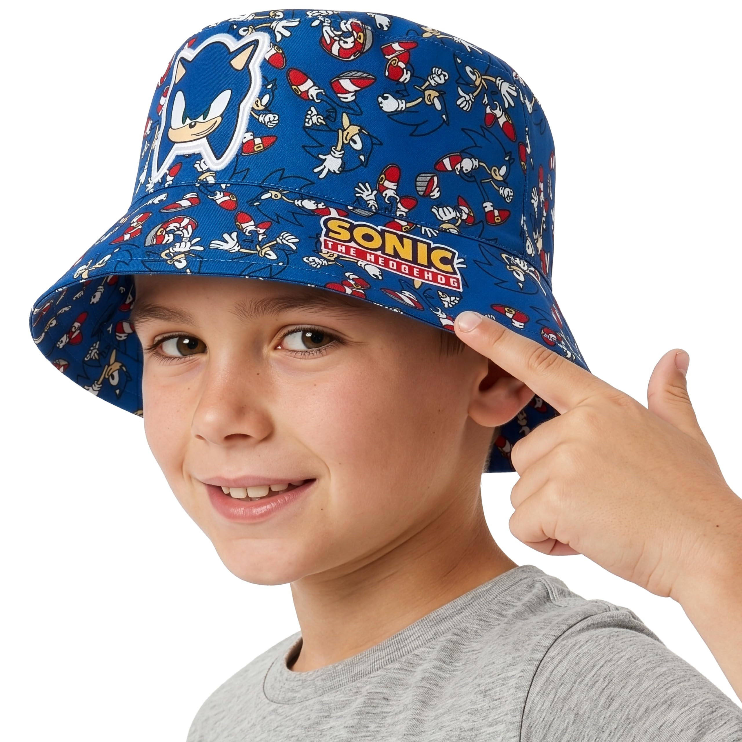 Sonic The Hedgehog Bob Enfant Garçon, Chapeau Enfant De Soleil avec Imprimé All Over, Chapeau Garçon pour Été, One Size
