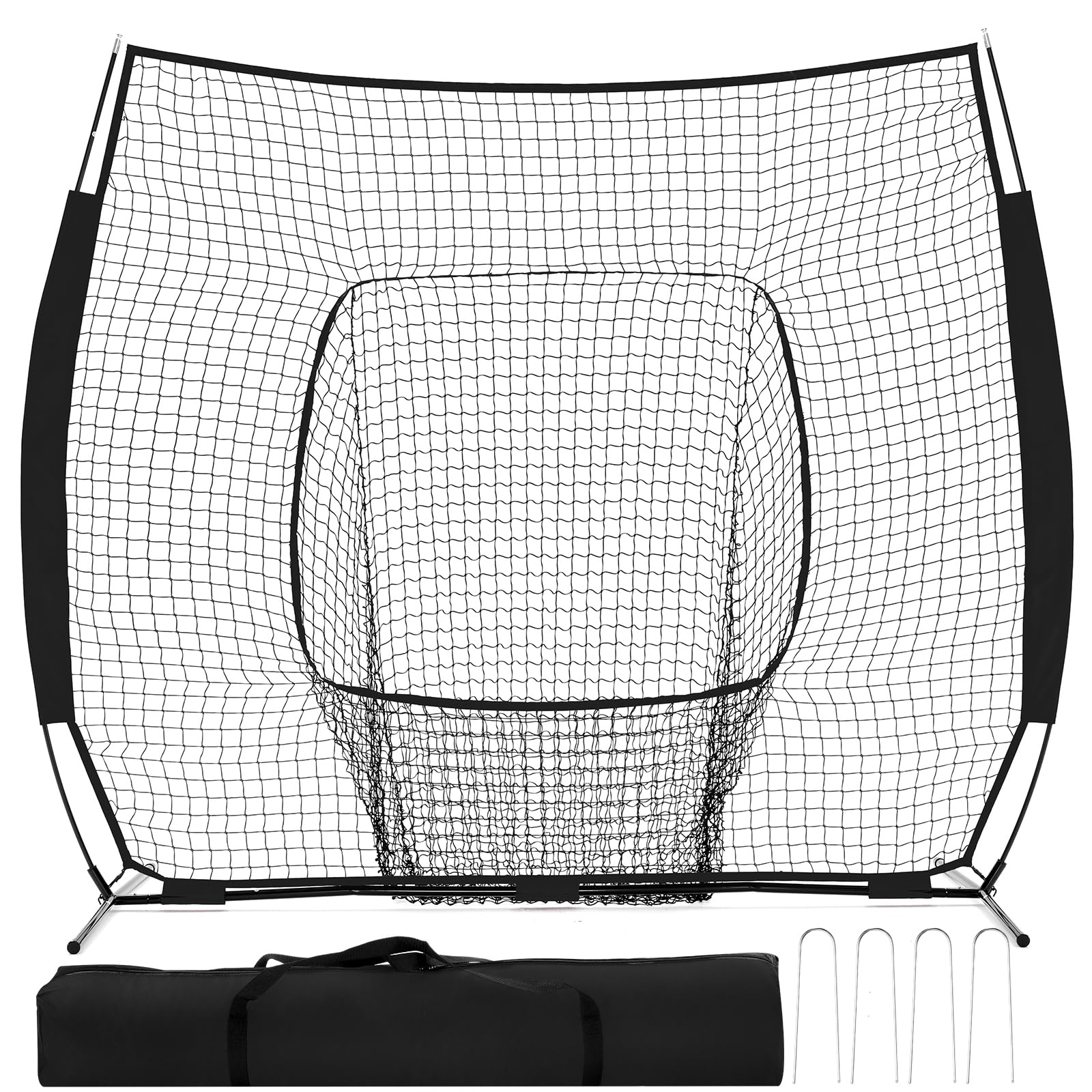 NEWBULIG 7x7ft Baseball Softball Net, Practice Pitching, Batting, and Hitting Nets Including Portable Bag, for Players of All Skill Levels Practice