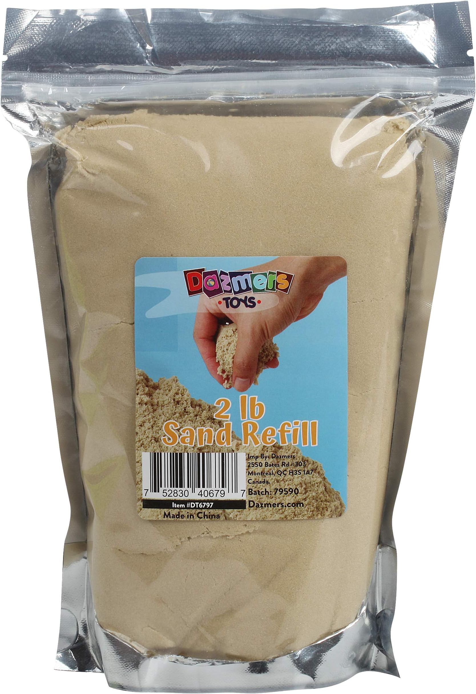Play Sand 2 LB Refill Pack for Your Sand Toys or Playsets - Bulk Replacement Sensory Sand Feels Wet but is Dry - Sticks Together for Shaping, Squeezing, Scooping, Rolling and Molding Fun