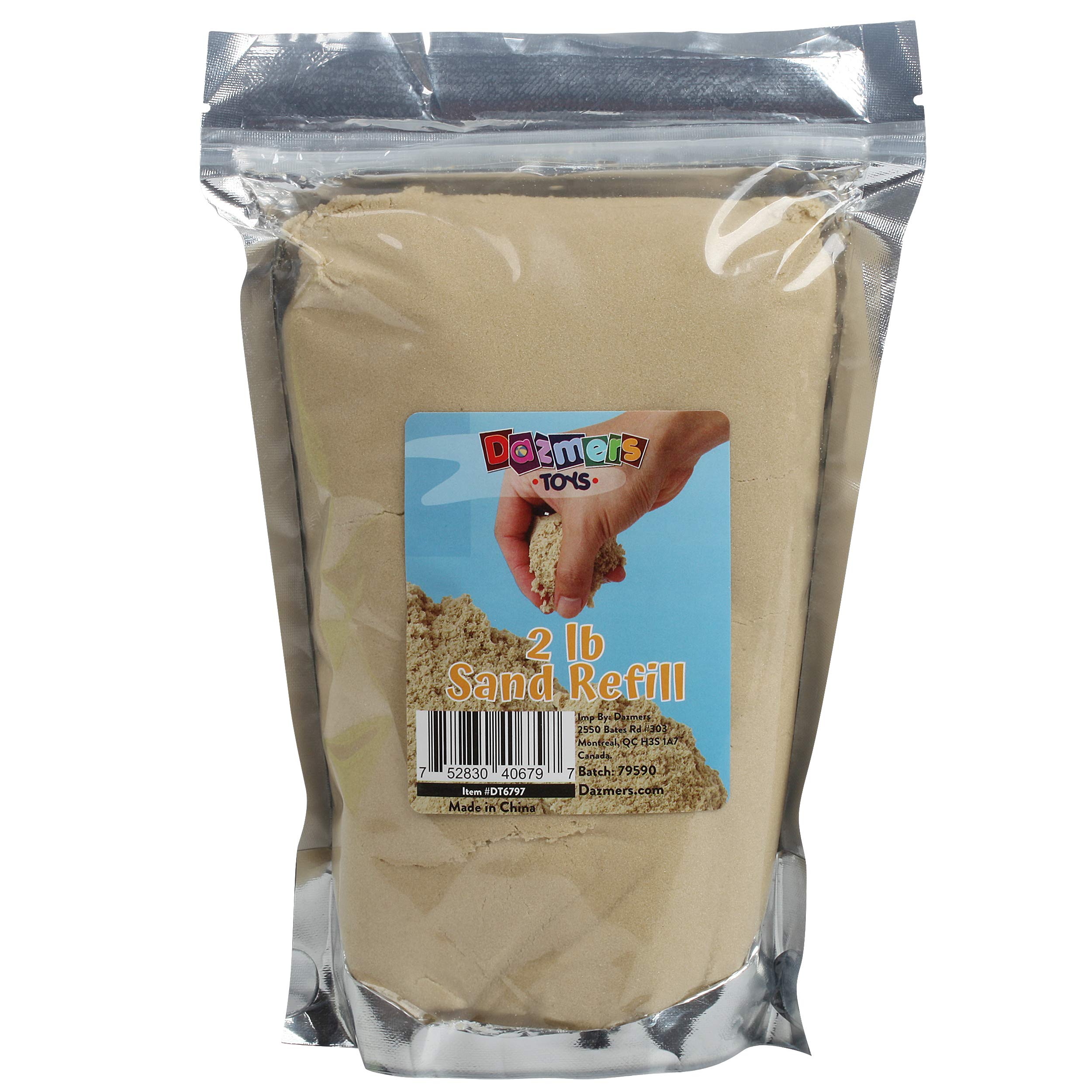 Play Sand 2 LB Refill Pack for Your Sand Toys or Playsets - Bulk Replacement Sensory Sand Feels Wet but is Dry - Sticks Together for Shaping, Squeezing, Scooping, Rolling and Molding Fun