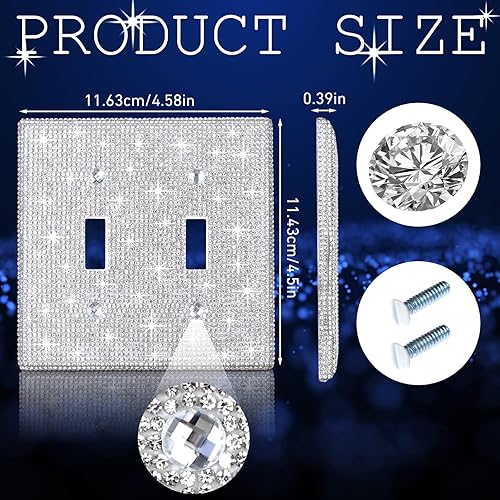 Miniatura 3 de 2 piezas de diamantes de imitación brillantes para placa de pared, cubierta de interruptor de luz brillante, cubierta de placa de pared de diamante