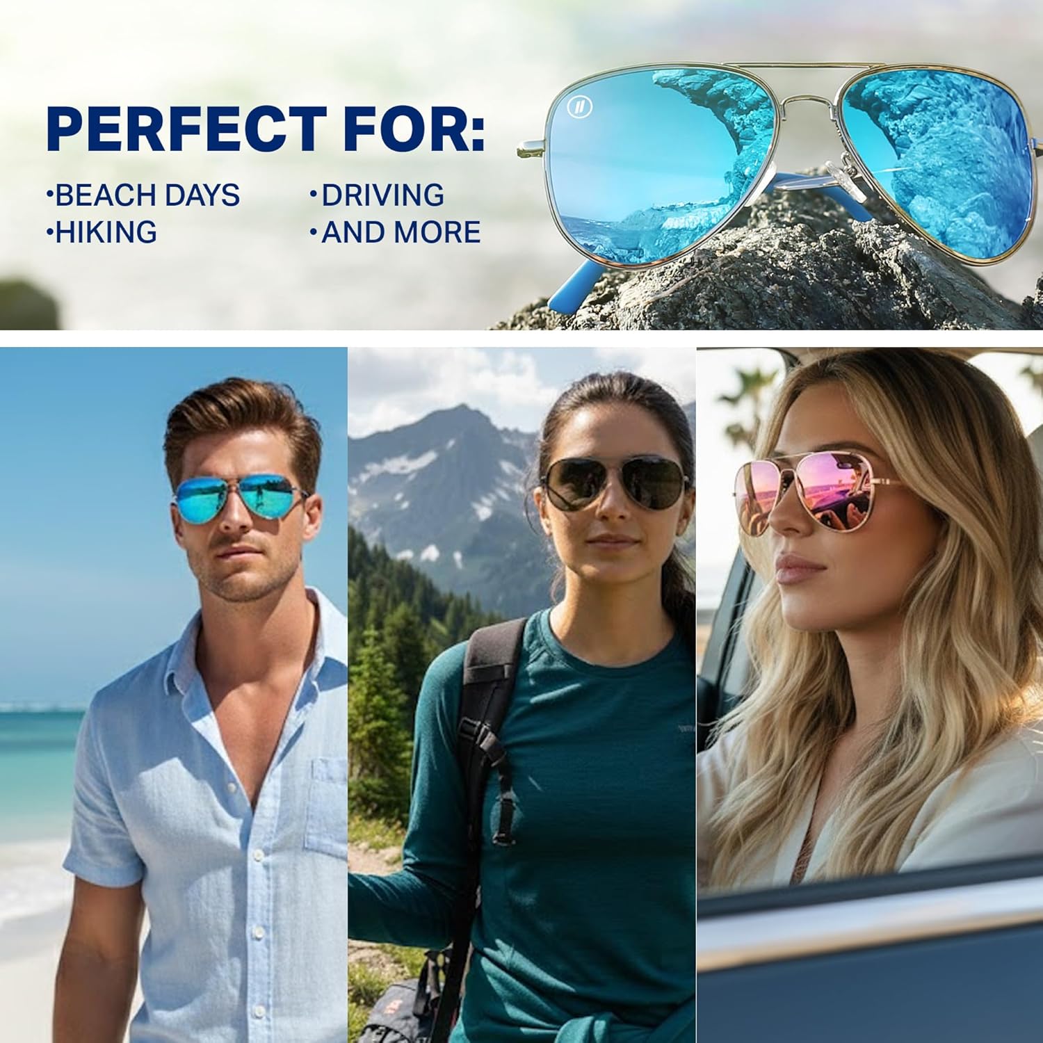 Blenders Eyewear A Series – Aviator Style Polarized Sunglasses – 100% UV Protection – For Men & Women
