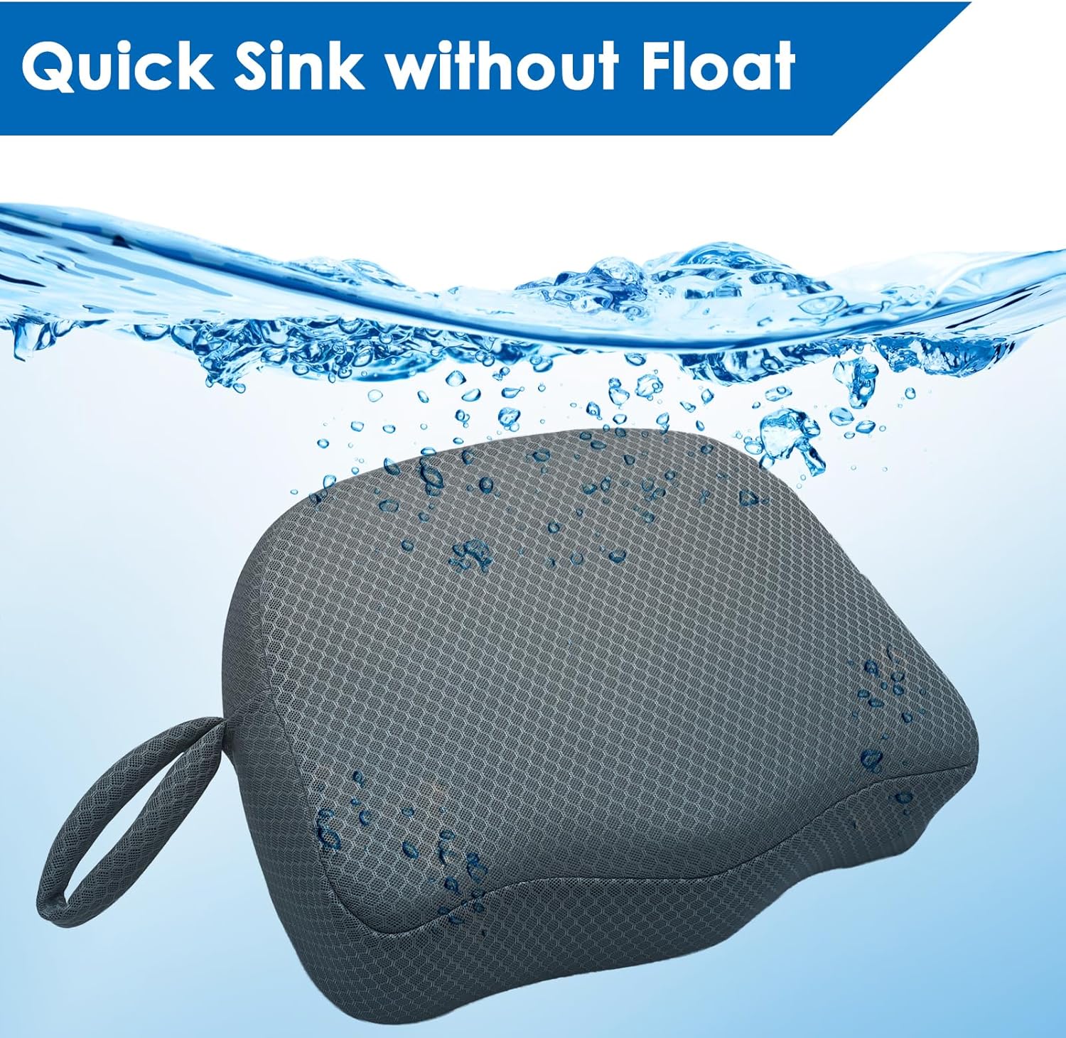 Hot Tub Booster Seat for Adults, 5 Inch Thick Supportive Cushion with Non-Slip Bottom, Weighted for Quick Sink Without Float, Spa Booster Seat for Hot Tub (Including Inflatable), Pool Gray