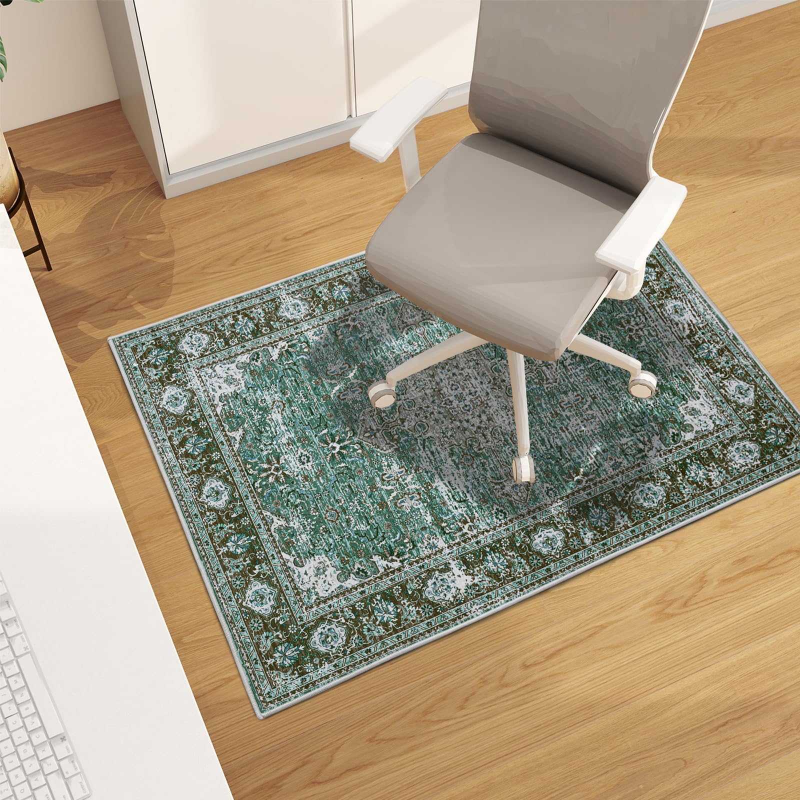 Office Chair Mat for Hardwood Floor, 48"x36" Easy Glide Computer Desk Mat Protector for Rolling Chair Under Desk Rug Nonslip Backing, Machine Wash (