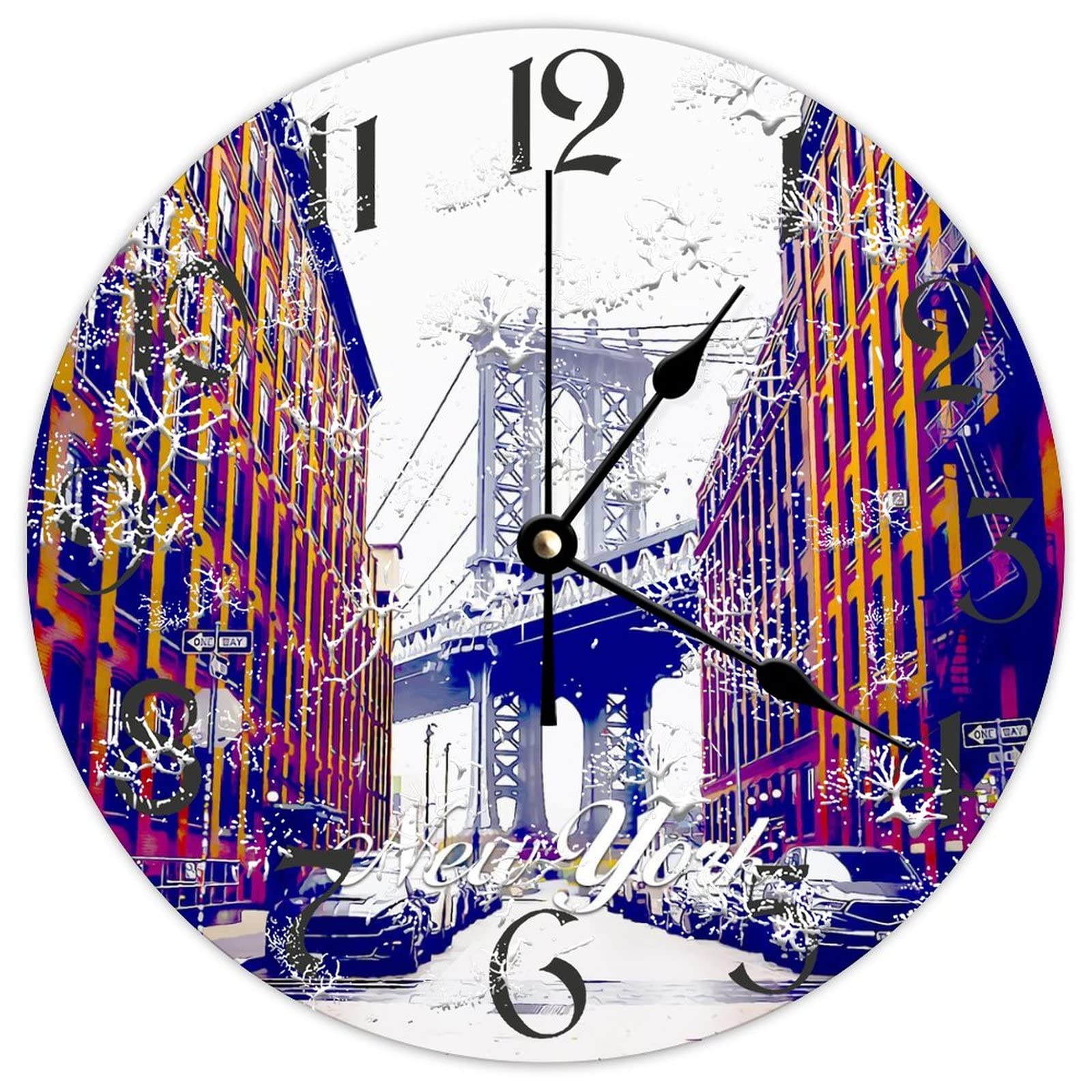 Horloge en bois New York silencieuse pour stopper le bruit du tic-tac dans la chambre