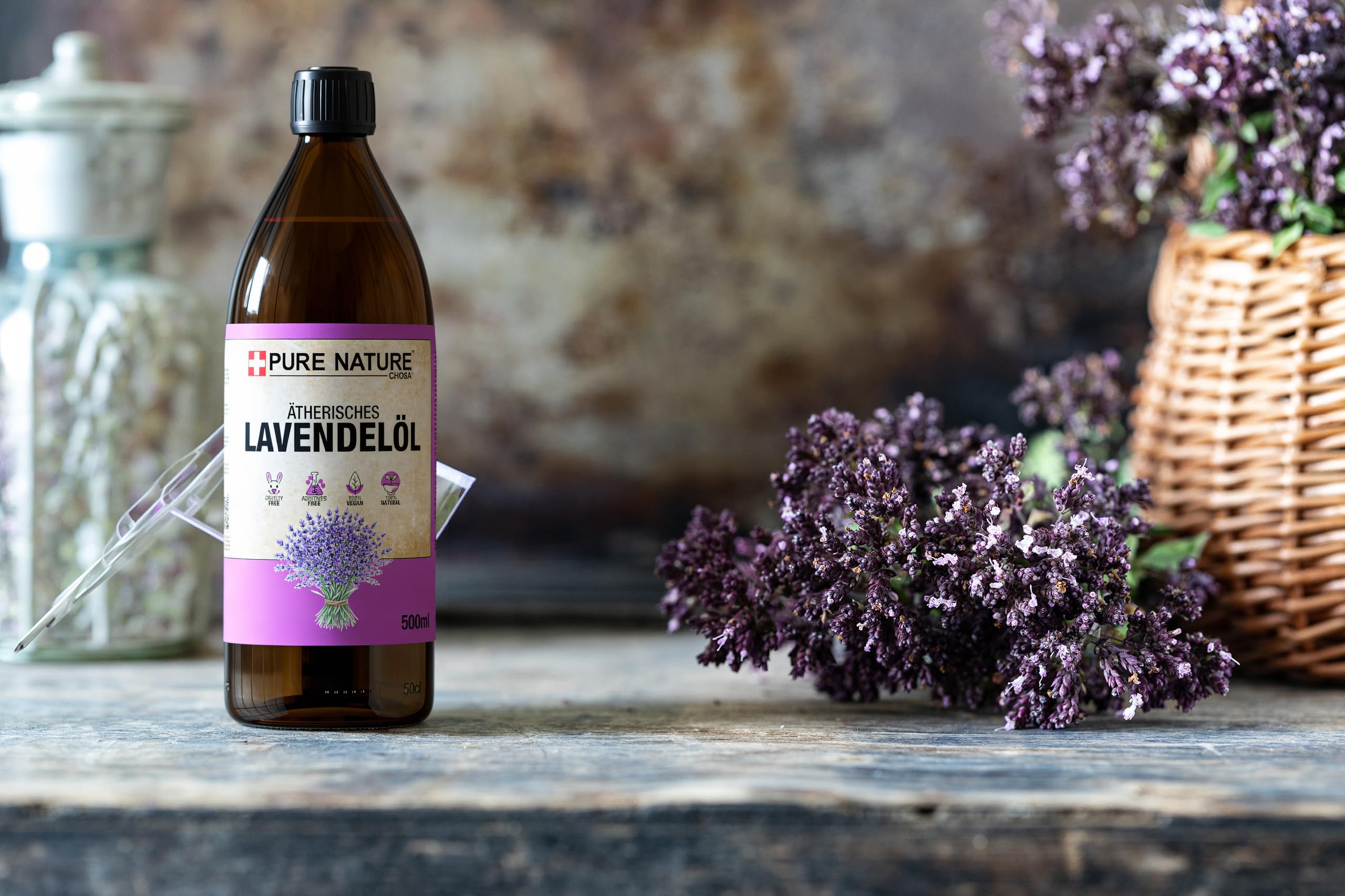 CHOSA Ätherisches Öl Lavendel 1000ml | 100% Natürliches Duftöl für Diffuser Aromatherapie, Luftbefeuchter, Sauna & Massage, Intensiver Raumduft