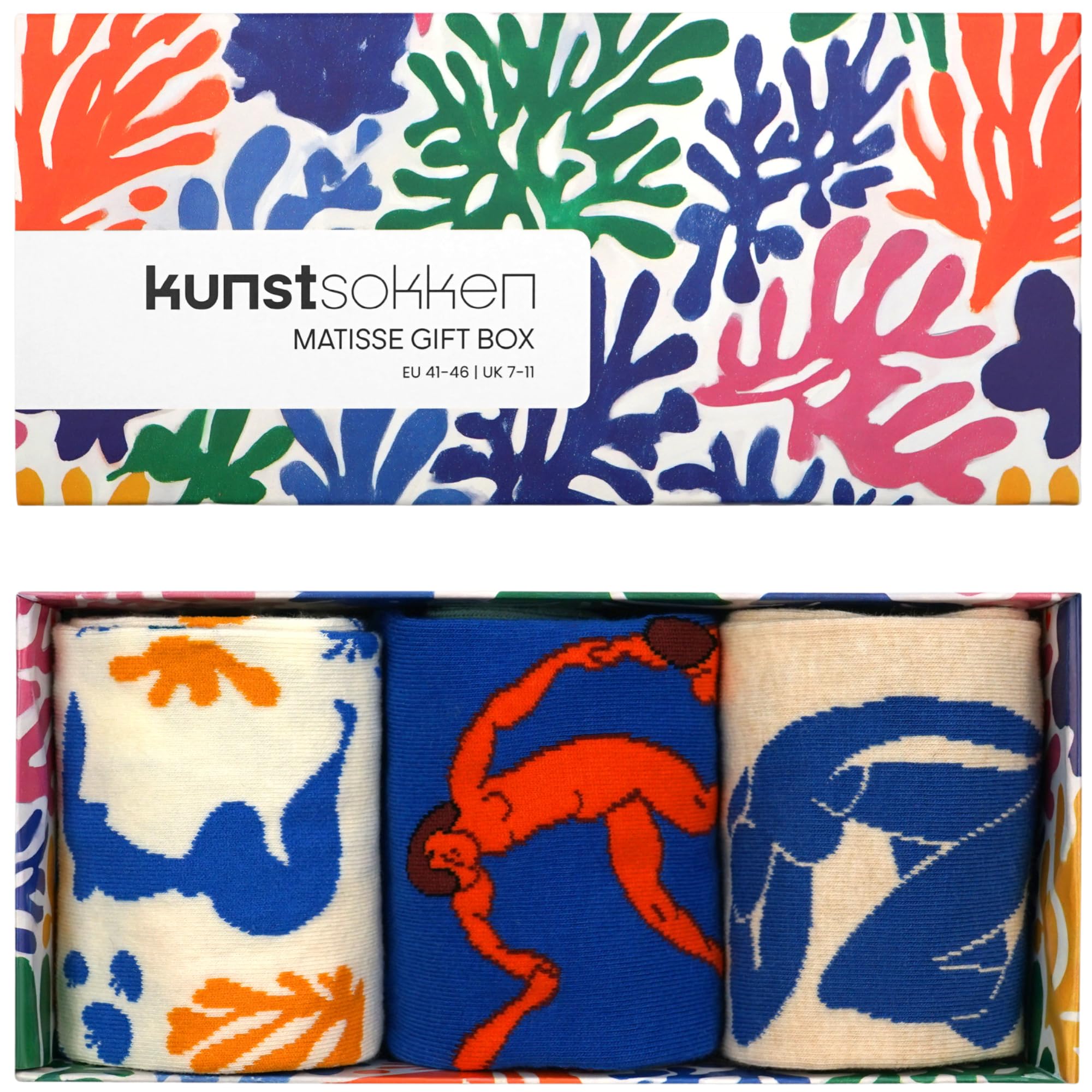 Kunstsokken Art Socks - Henri Matisse Giftbox 3-pack - gifts for artists stocking presents novelty socks christmas stocking fillers women sock gift set