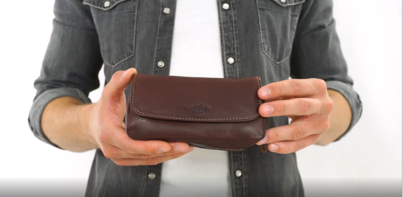 Gusti Cuir Pochette à Tabac Lutz – Étui Cuir Buffle Marron Foncé, Compartiments Pratiques, Style Vintage