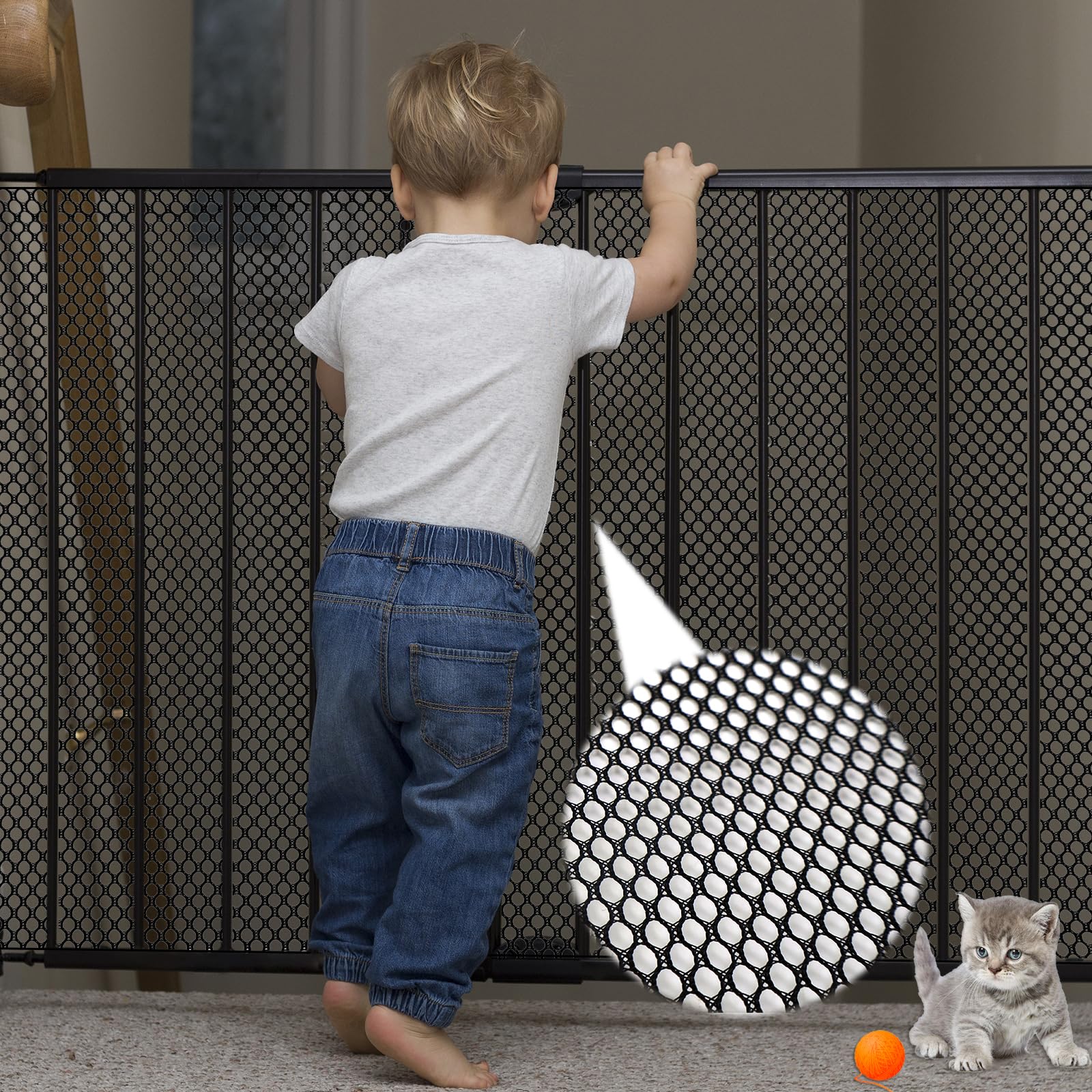 Raxfekro treppen sicherheitsnetz Kinder, schutznetz Balkon mit Nylonschnur, Kordelzug und Bodenschnalle, sicherheitsnetz treppengeländer 300 * 90cm