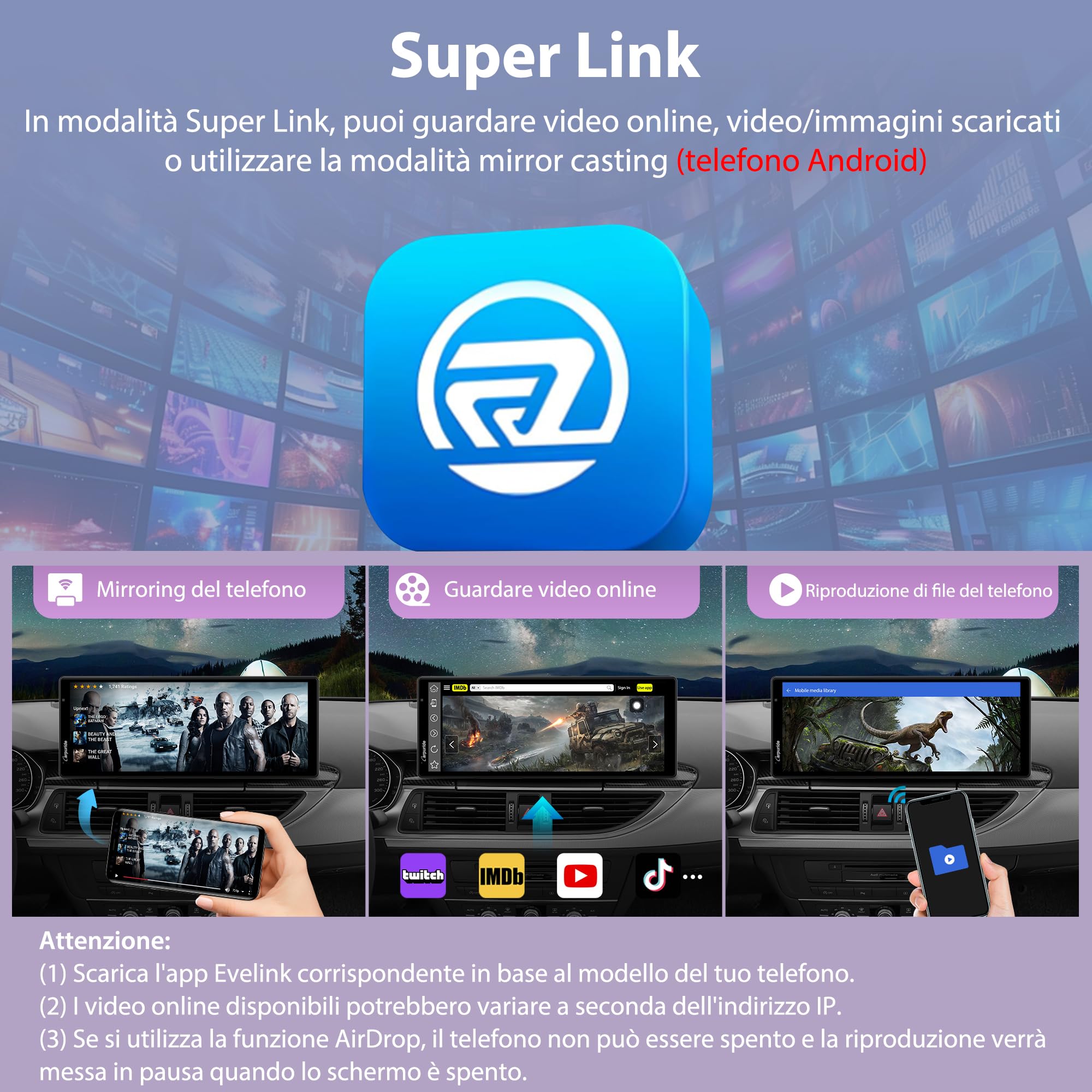 Carpuride Wireless Carplay e Android Auto con Dash Cam - Schermo touch HD da 10,26" per Auto, Telecamera Anteriore 4K e Posteriore 1080P, Registrazione in Loop, Audio Bluetooth, Mirror Link, Siri