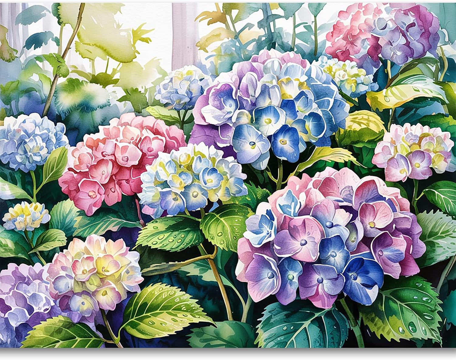 VAIIEYO 5D DIY Hydrangeas Diamond Art Kits for Adults, Diamond Painting Flower, Diamond Art Full Drill Round Rhinestone Craft Canvas for Home Wall Decor Gift 12x16 inch/30x40 cm