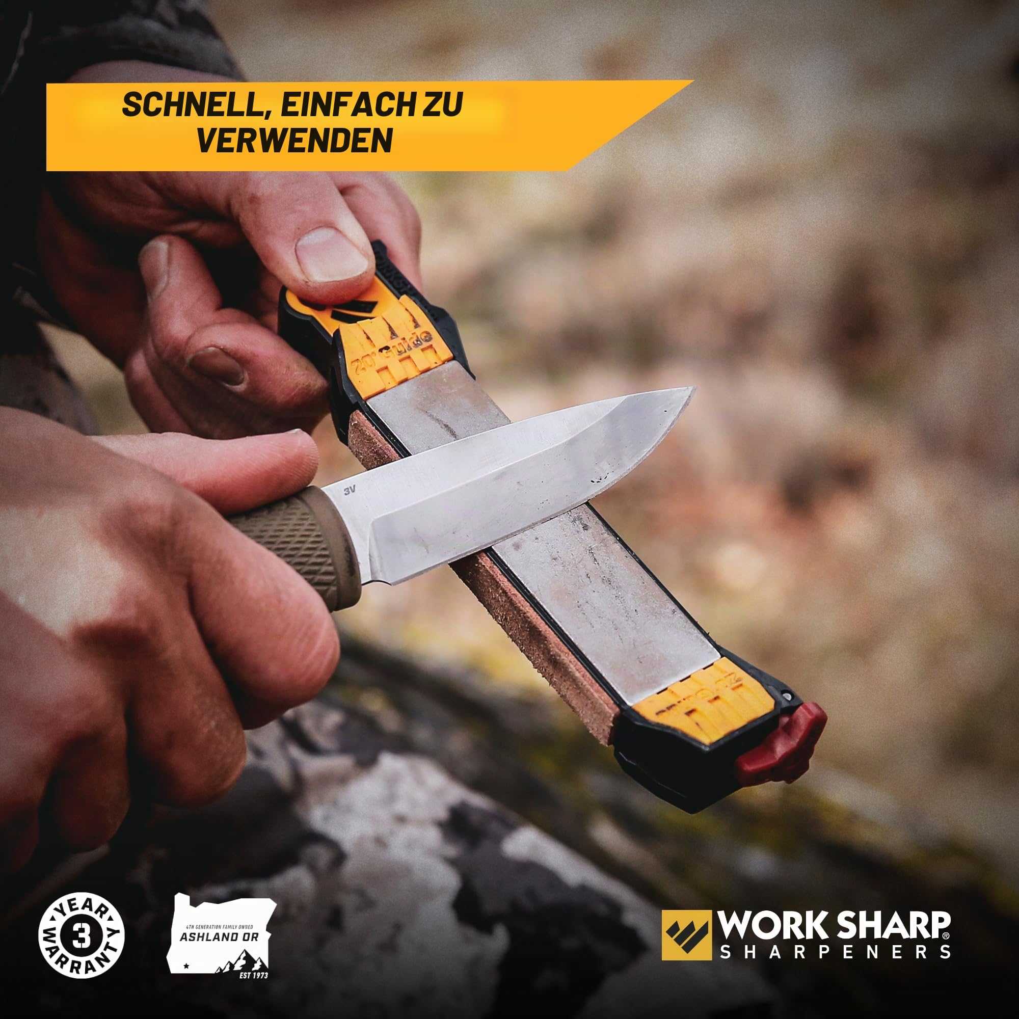 Work Sharp Guided Field Sharpener, Compact Travel Hunting Knife Sharpener Tool