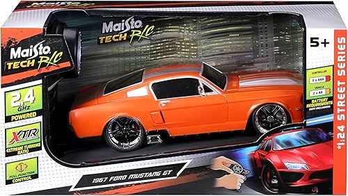 Miniatura 7 de Maisto Tech R/C 1:24 Escala 2.4 GHz 1967 Ford Mustang GT, Naranja Metálico