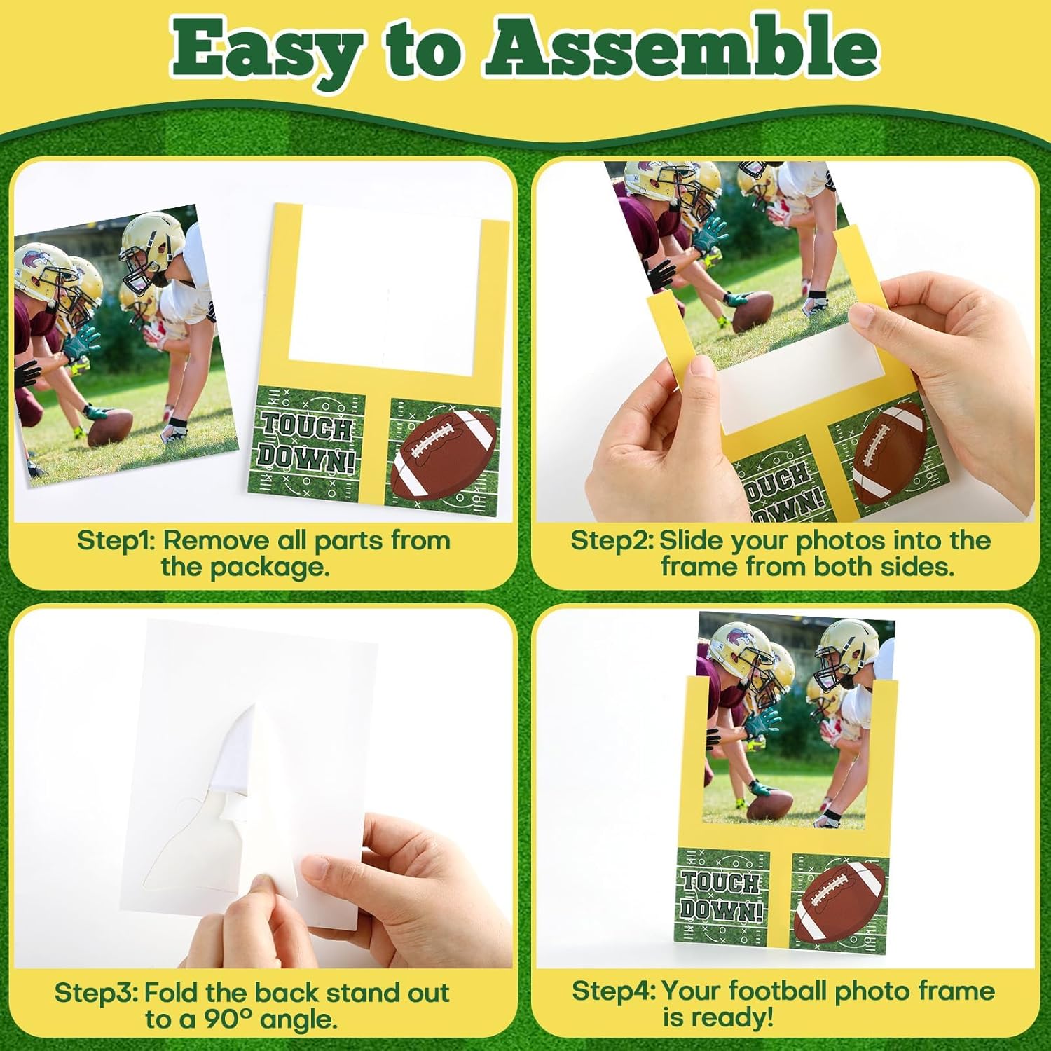 24Pcs Football Goal Post Table Decorations Football Paper Photo Frame Decor with Stand Sport Themed 4x6 Picture Frames Ornaments for Table Centerpieces Fans Club Game Day Birthday Party Supplies