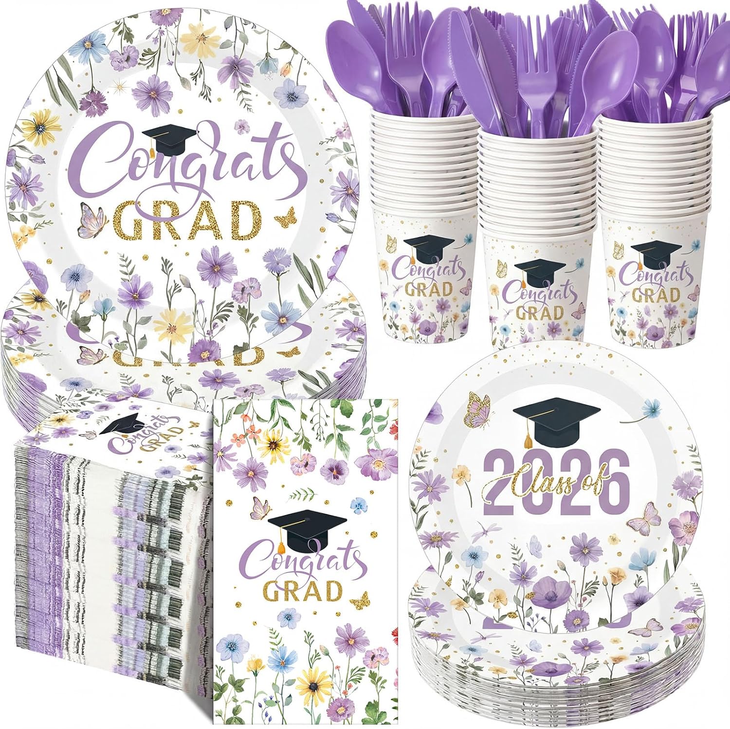 400 Pcs Bunny Birthday Party Decorations for 50 Guests, Pink Floral Bunny Paper Plates and Napkins Cups Cutlery Rabbit Disposable Tableware Set for Spring Baby Shower Birthday Supplies