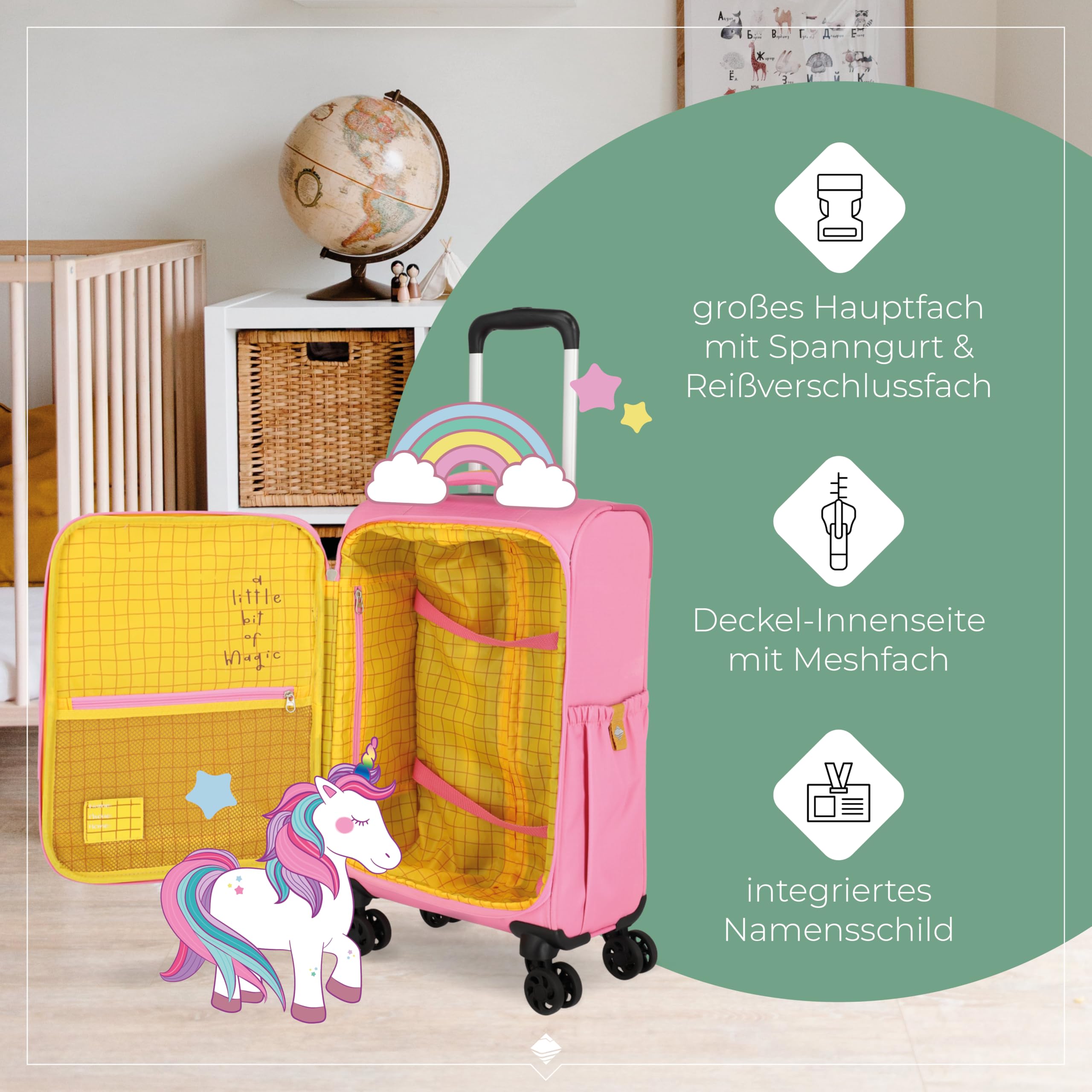 Travelite Kinderkoffer mit 4 Rollen für Mini-Weltentdecker, Handgepäck Kindertrolley MINIMOVER aus recyceltem Polyester, 55 cm, 2,0 kg