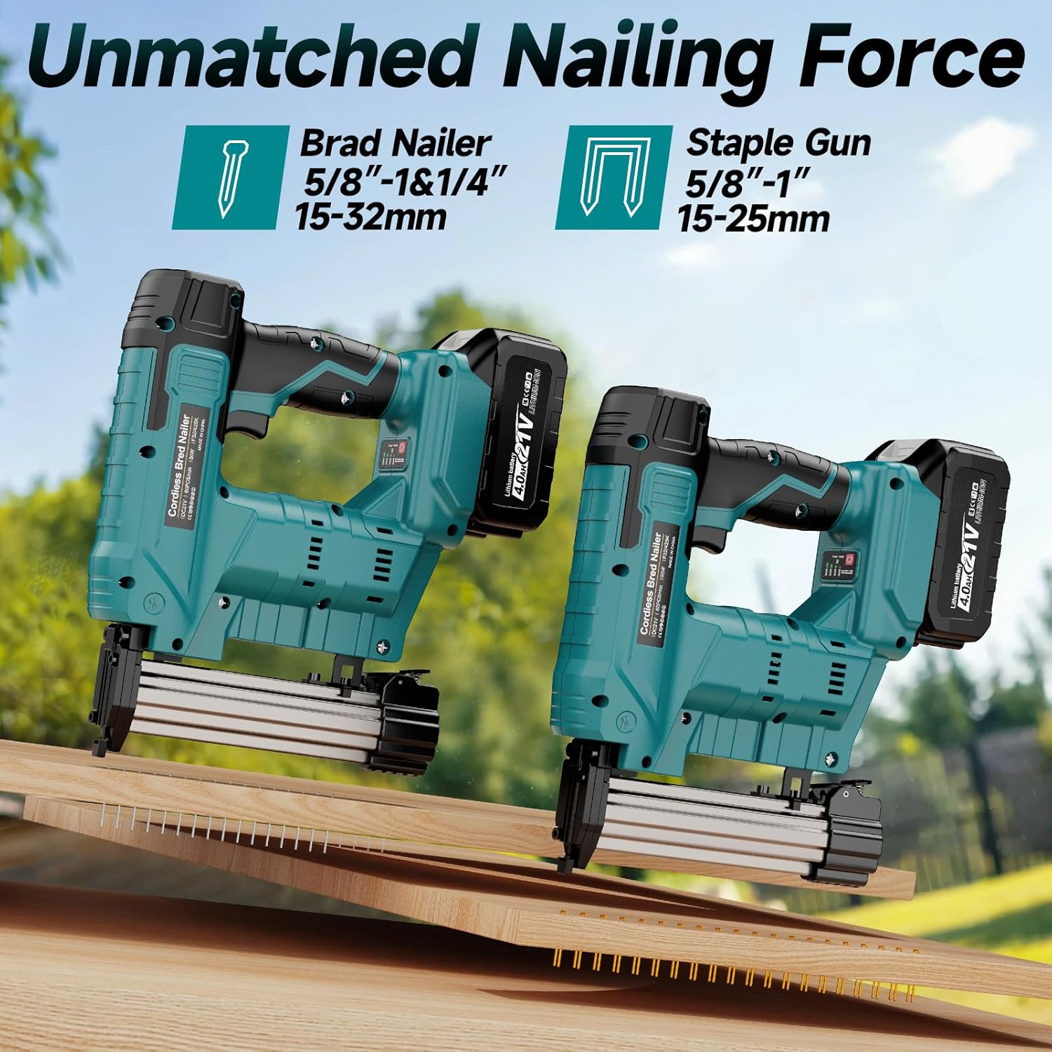 18 Gauge Brad Nailer Cordless, 2 in 1 Nail Gun Cordless with Battery, 21V/ 4.0A Battery Brad Nailer/Staple Gun, Fast Charging for Woodworking,Home Improvement
