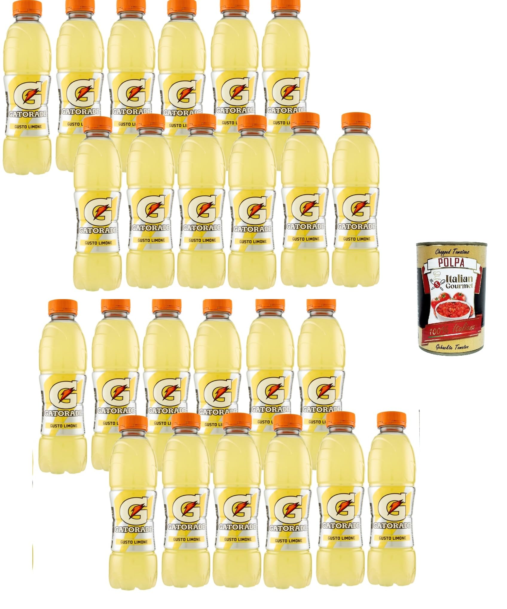 Italian Gourmet - Bebida isotónica de limón, 24 x 500 ml, bebida electrolítica para deporte, entrenamiento, fitness, hidratación, paquete individual + Polpa italiana gourmet