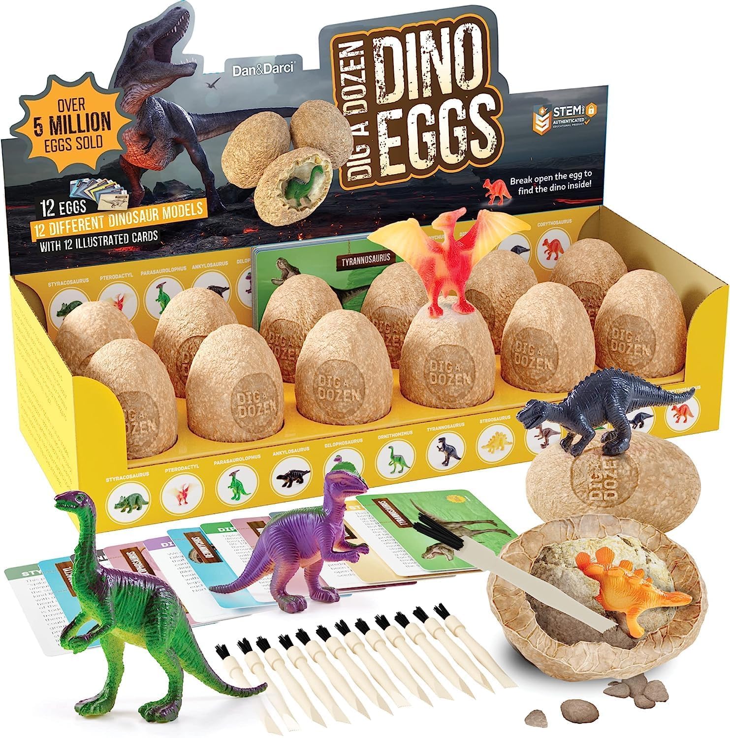 BeyondLuv Dinosaur Toys For Kids Dig It Kit Kids Toys For Boys Girls- UPGRADED WITH CARD 12Pcs Dinosaur Gifts,Dig It DIY Kit Birthday Gift Boy Girl, Party Favors, Giveaways