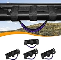 Vista 30 de Hoolcar 4 asas de agarre de barra antivuelco con paracord Compatibles con 1955-2023 Jeep Wrangler YJ TJ JK JKU JL JLU & Gladiator JT, Negro & Rojo