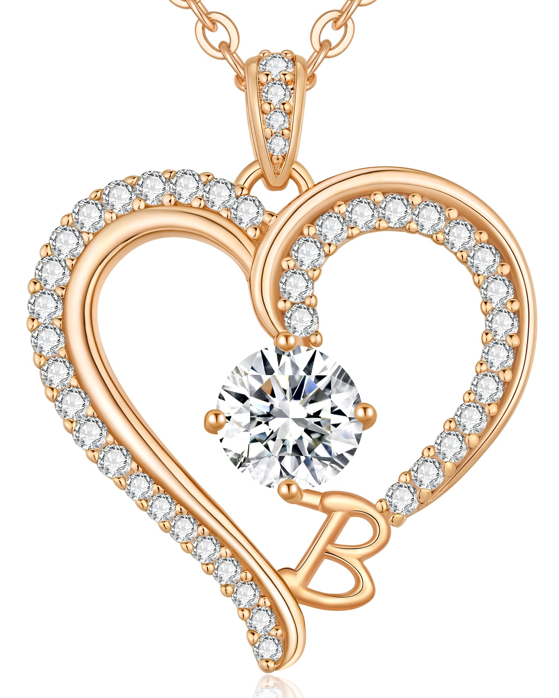 CDE Kette Damen mit Buchstabe Anhänger Herz Anhänger mit Zirkonia Schmuck Halskette für Frauen Geschenk für Freundin, Mama, Frau zum Geburtstag, Valentinstag Weihnachtsgeschenke