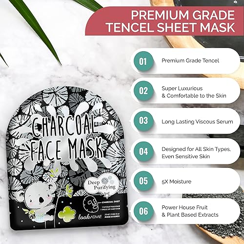 Miniatura 3 de NATURAL - Máscara coreana de hoja (10 piezas) hecha con Tencel de alta calidad, mascarillas hidratantes, máscara facial coreana para el cuidado de