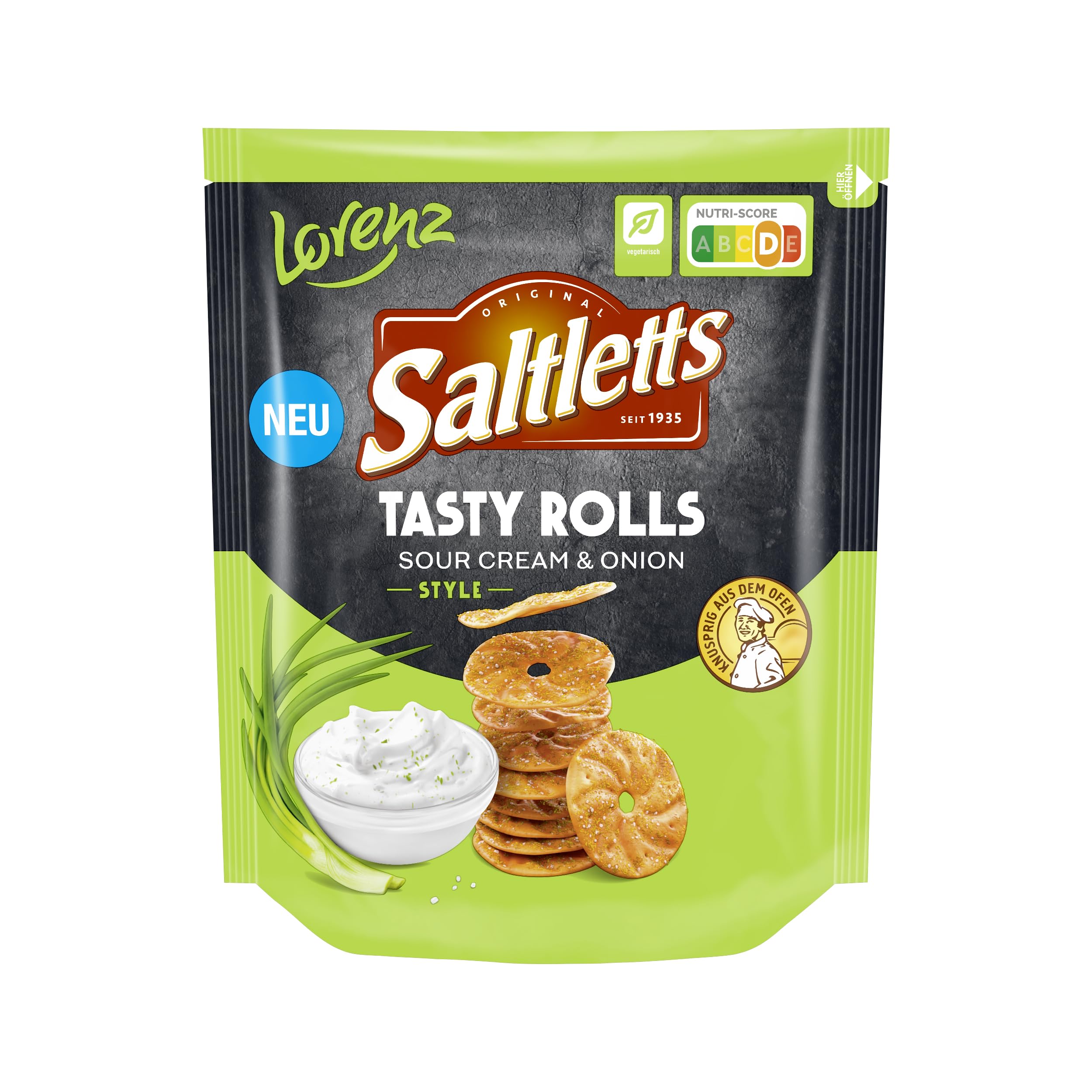 LORENZ | Saltletts Tasty Rolls Sour Cream & Onion Style | 14 x 130 g | vegetarisch