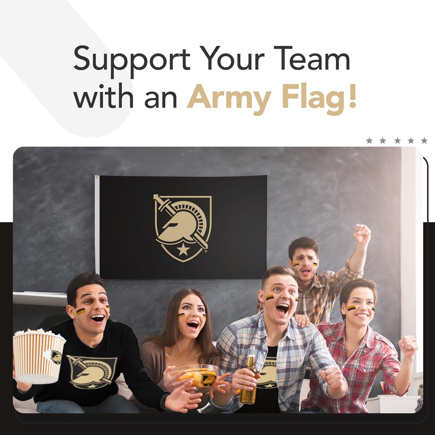 Army Black Knights College Sports Printed Flag - NCAA Licensed - Nylon - School Banner (Black, Gold) (3' x 5')
