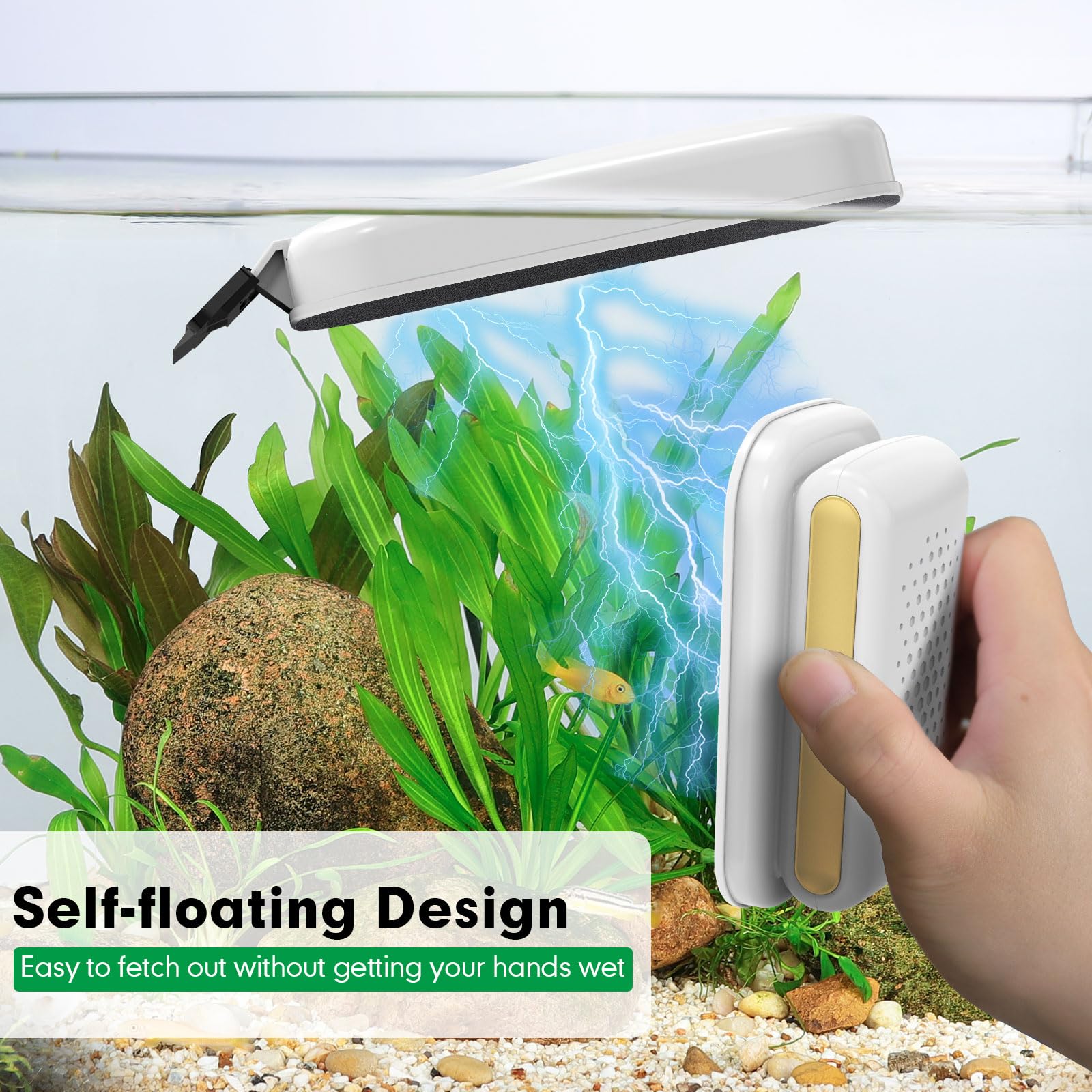 fishkeeper Aquarium Scheibenreiniger Magnet, Upgrade Starke Aquarium Glasreiniger, Aquarien Magnetischer Fensterreiniger für Algen Reinigung mit 2 Abnehmbarem scrapers