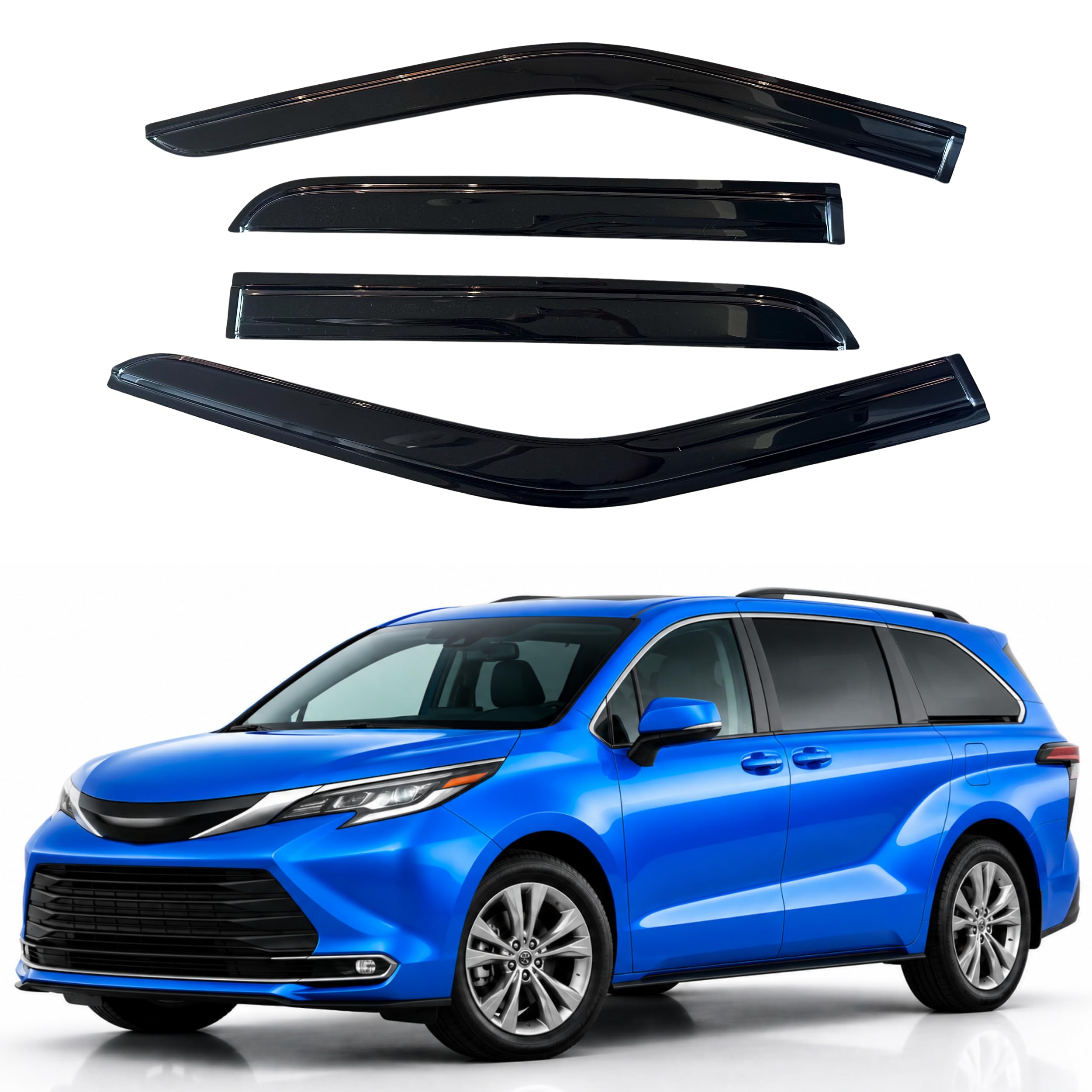 IG Window Visors Fit for 2021-2026 Toyota Sienna, Out-Channel Rain Guards Vent Wind Deflectors 4PC, Car Accessories for 21-26 Sienna