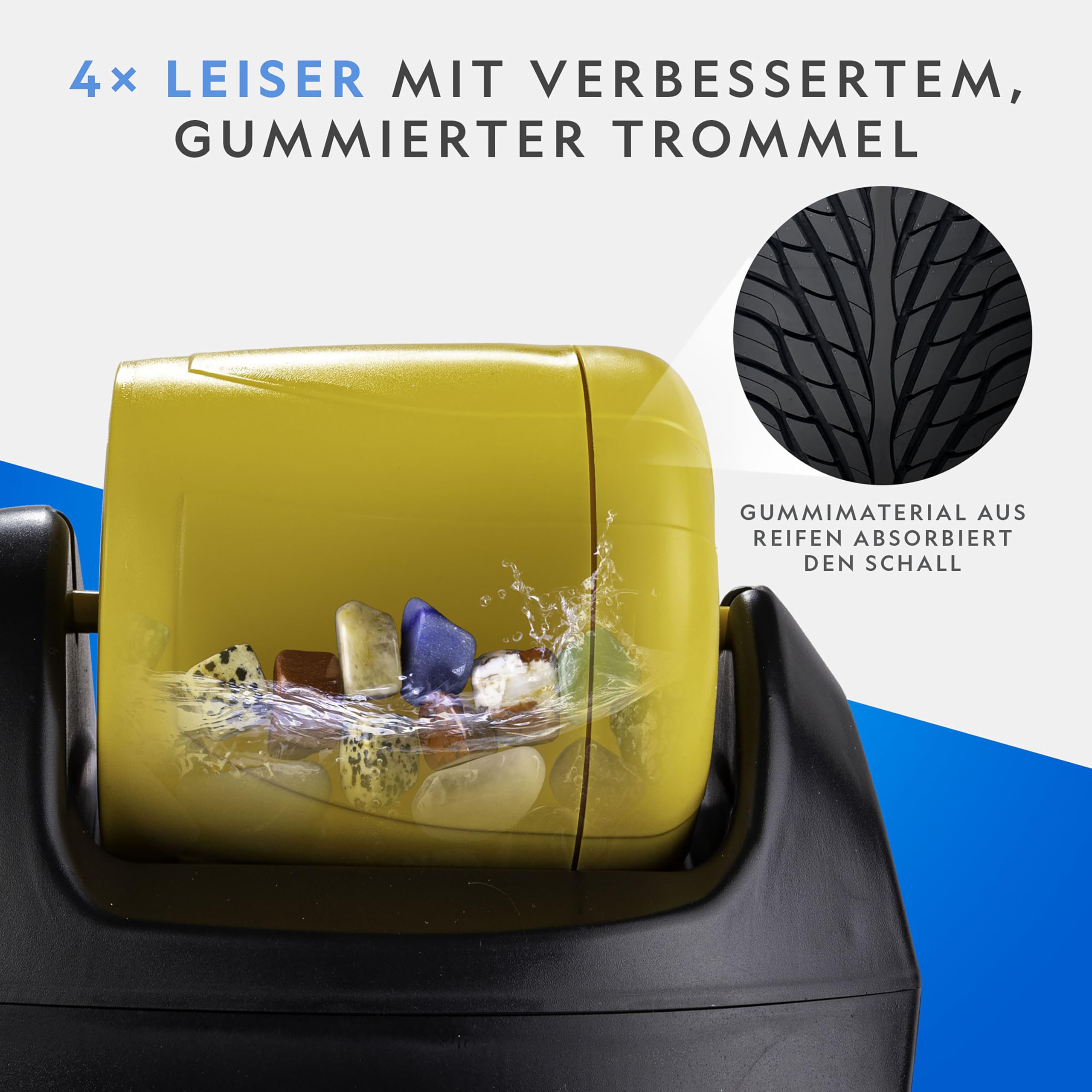 NATIONAL GEOGRAPHIC Starter Rock Metall, gummierter Schaft Tumbler Kit - Komplettes Steinpolierer-Set, langlebiger, auslaufsicherer Becher, 227 Gramm Steine, Körnung, 5 Schmuckverschlüsse