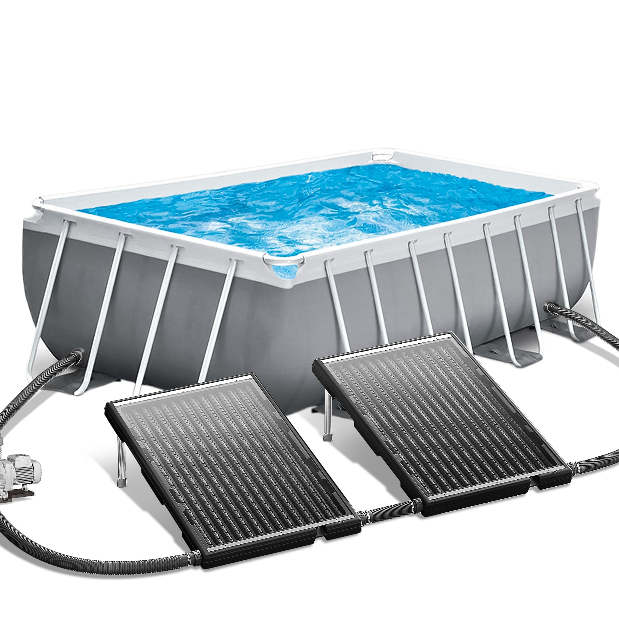 NAIZY Ogrzewanie basenowe, kolektor słoneczny 111 x 66 x 6 cm, system ciepłej wody z drążkiem podporowym i przyłączem Ø 5 cm, ogrzewanie solarne do basenów zewnętrznych