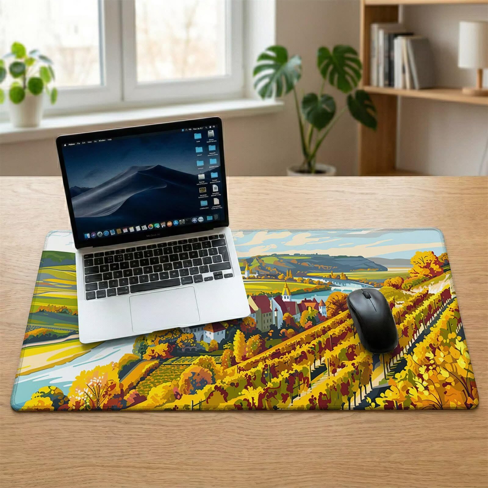 Sottomano Scrivania Grande 1200 x 600 x 3 mm Autunno Tappetino Tastiera Computer con Base Antiscivolo e Bordi Cuciti, Protezione Impermeabile, per Lavoro, Casa e PC Gamer, Regali (Foresta) L-x6318